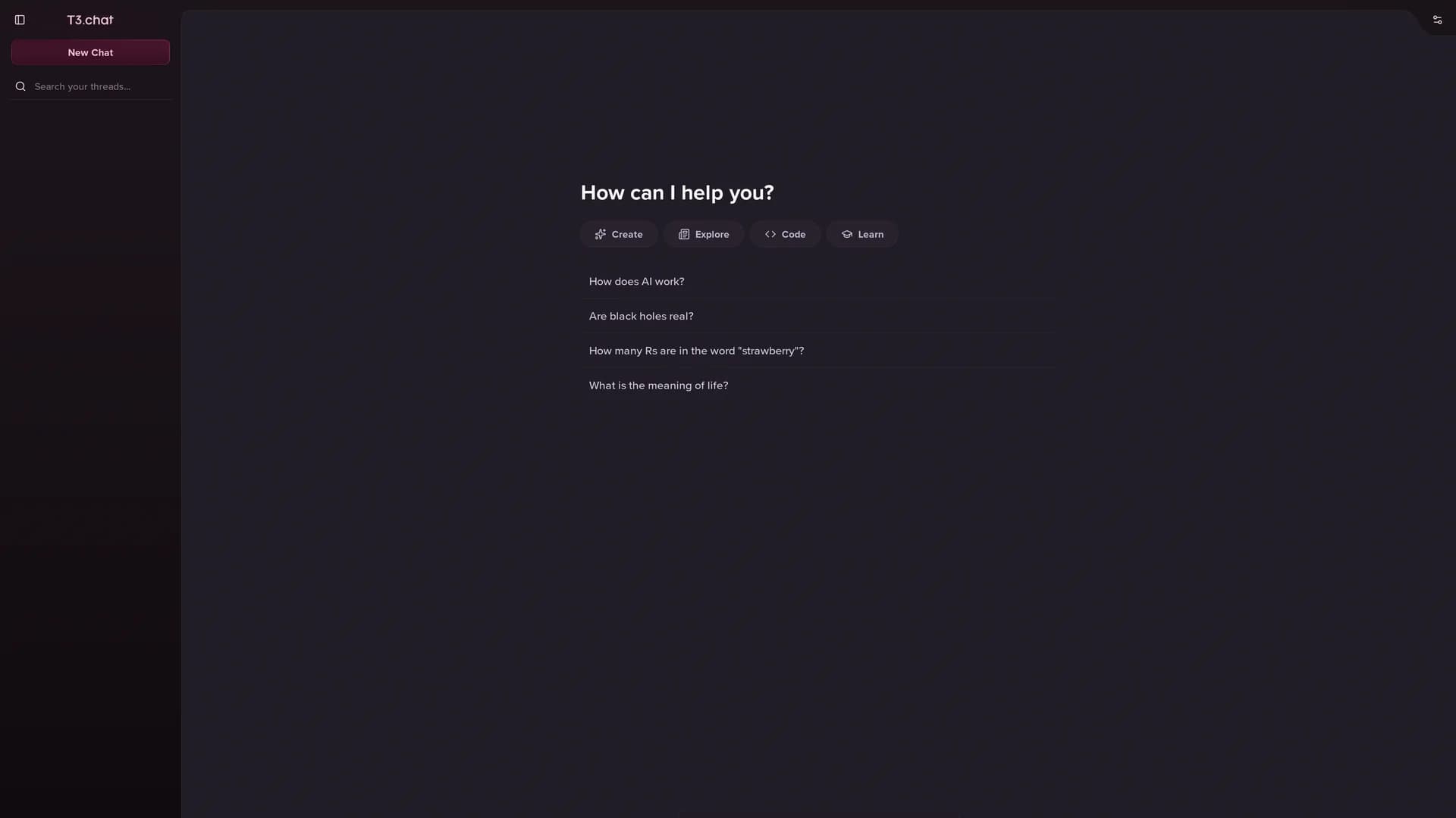 t3-chat homepage