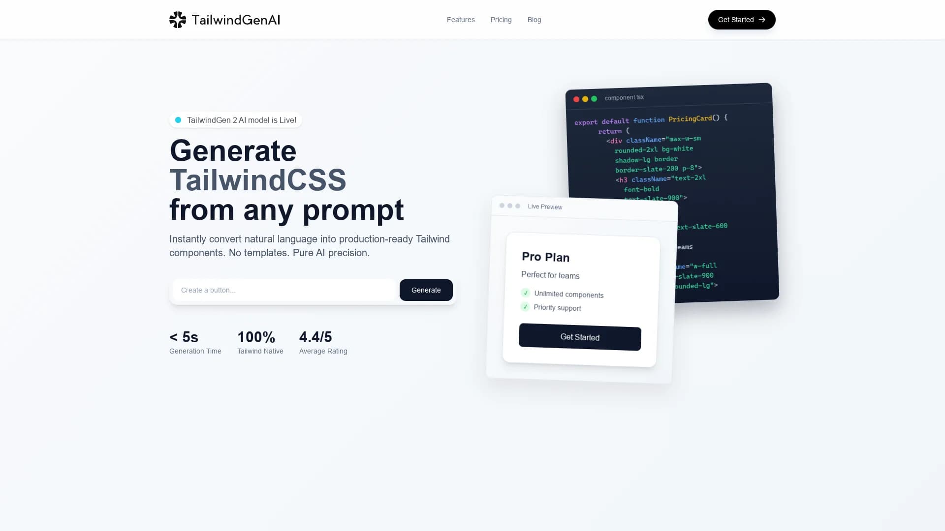 tailwindgenai homepage