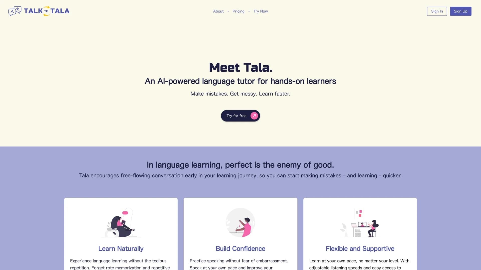 talk-to-tala homepage