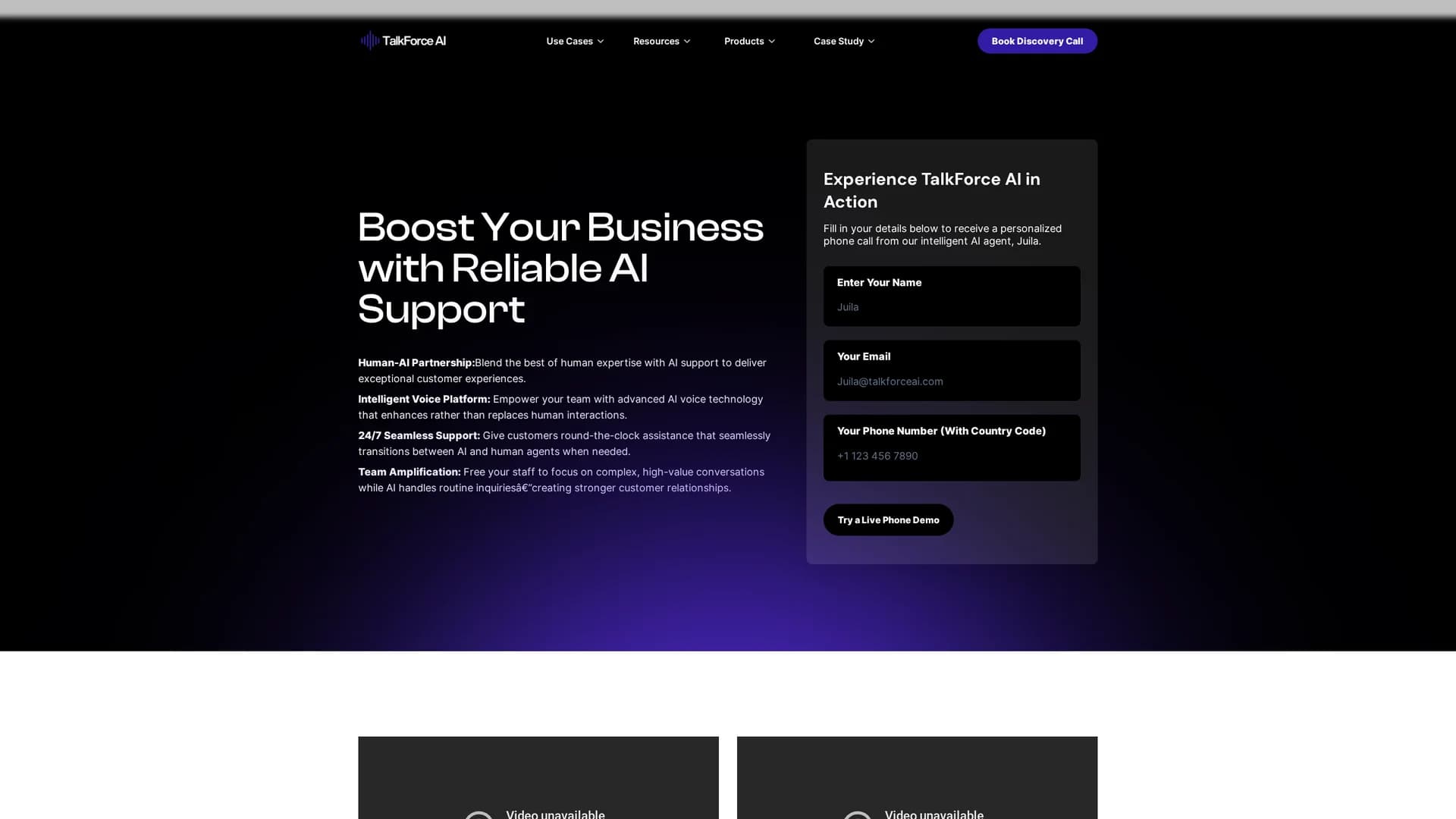 talkforce-ai homepage