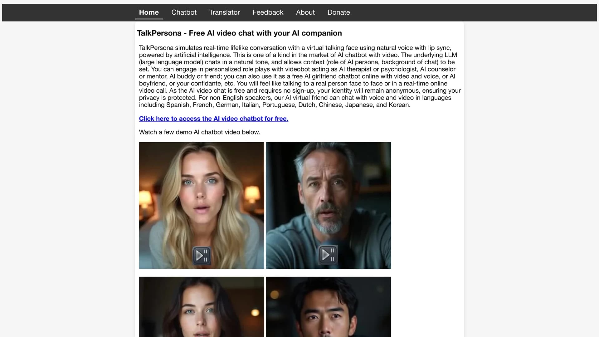 talkpersona homepage