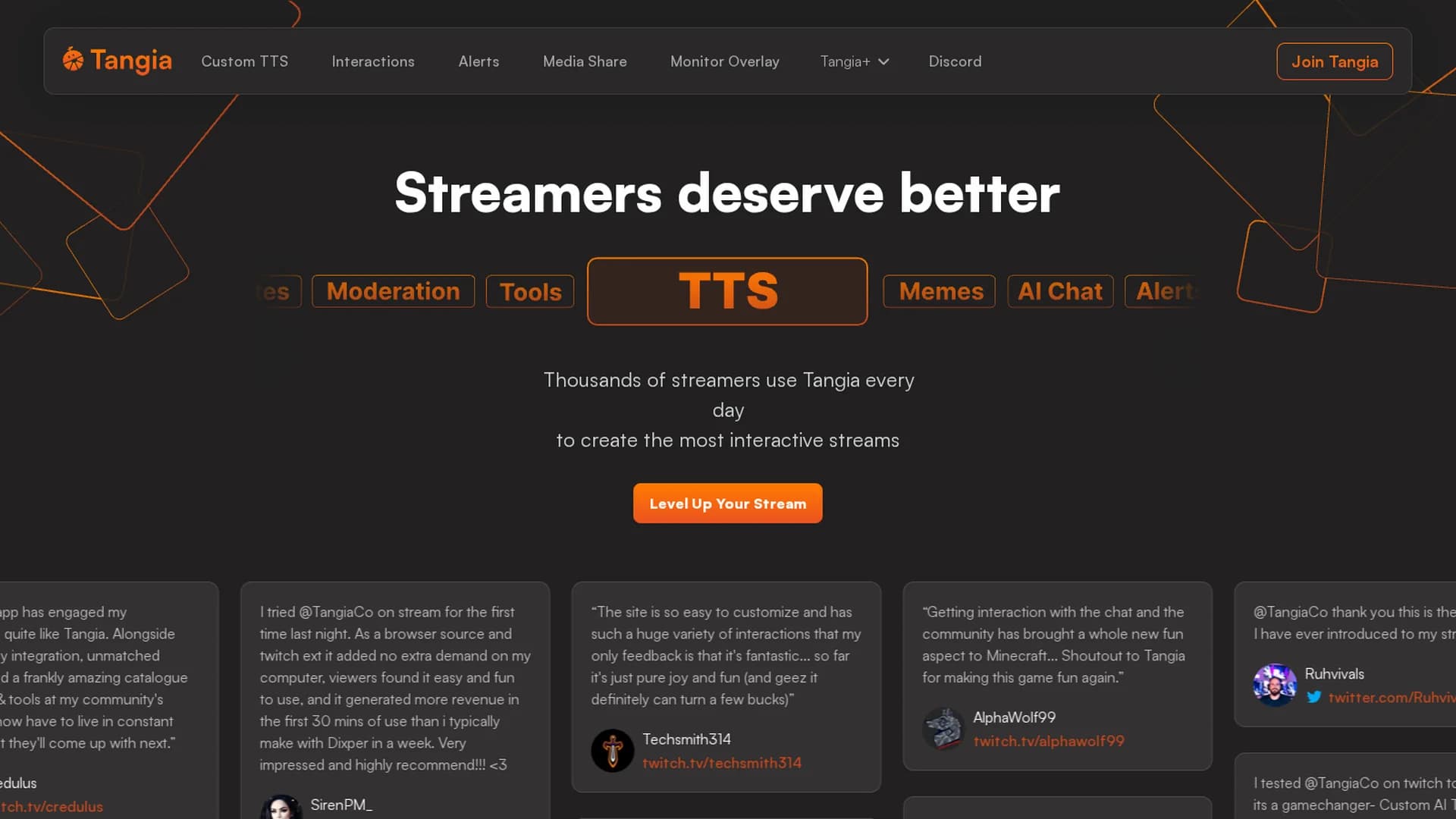 tangia homepage