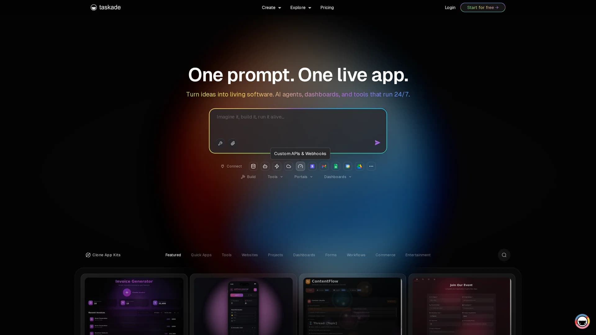 taskade homepage