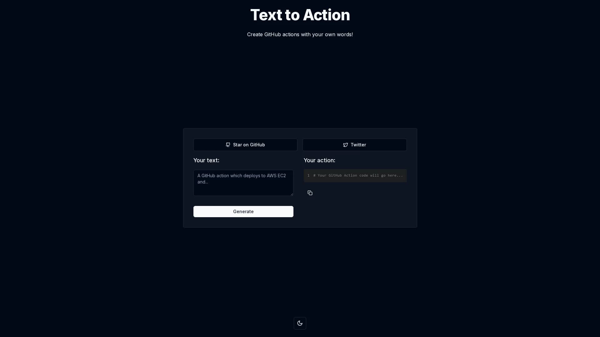 text-to-action homepage