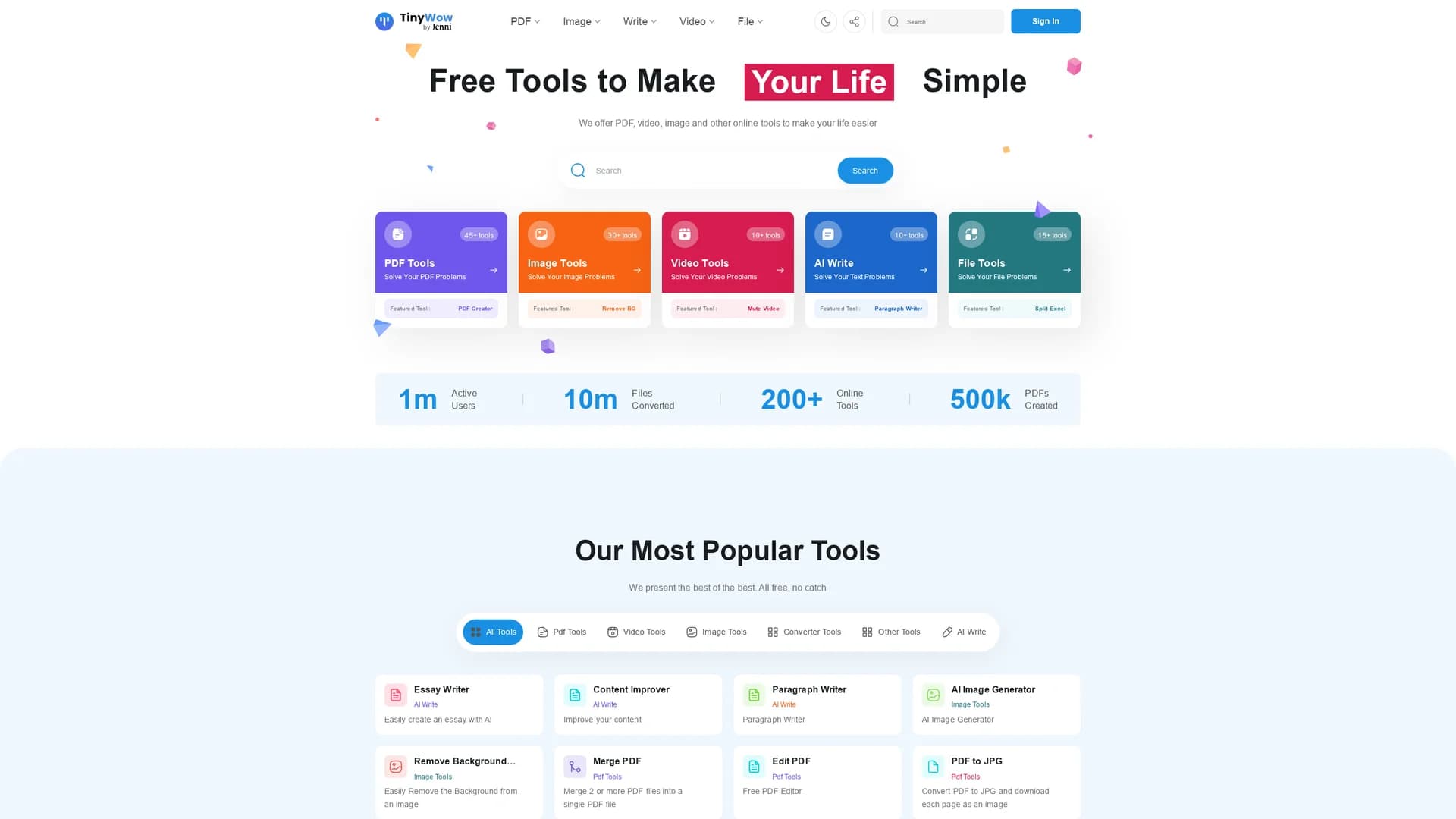 tinywow homepage