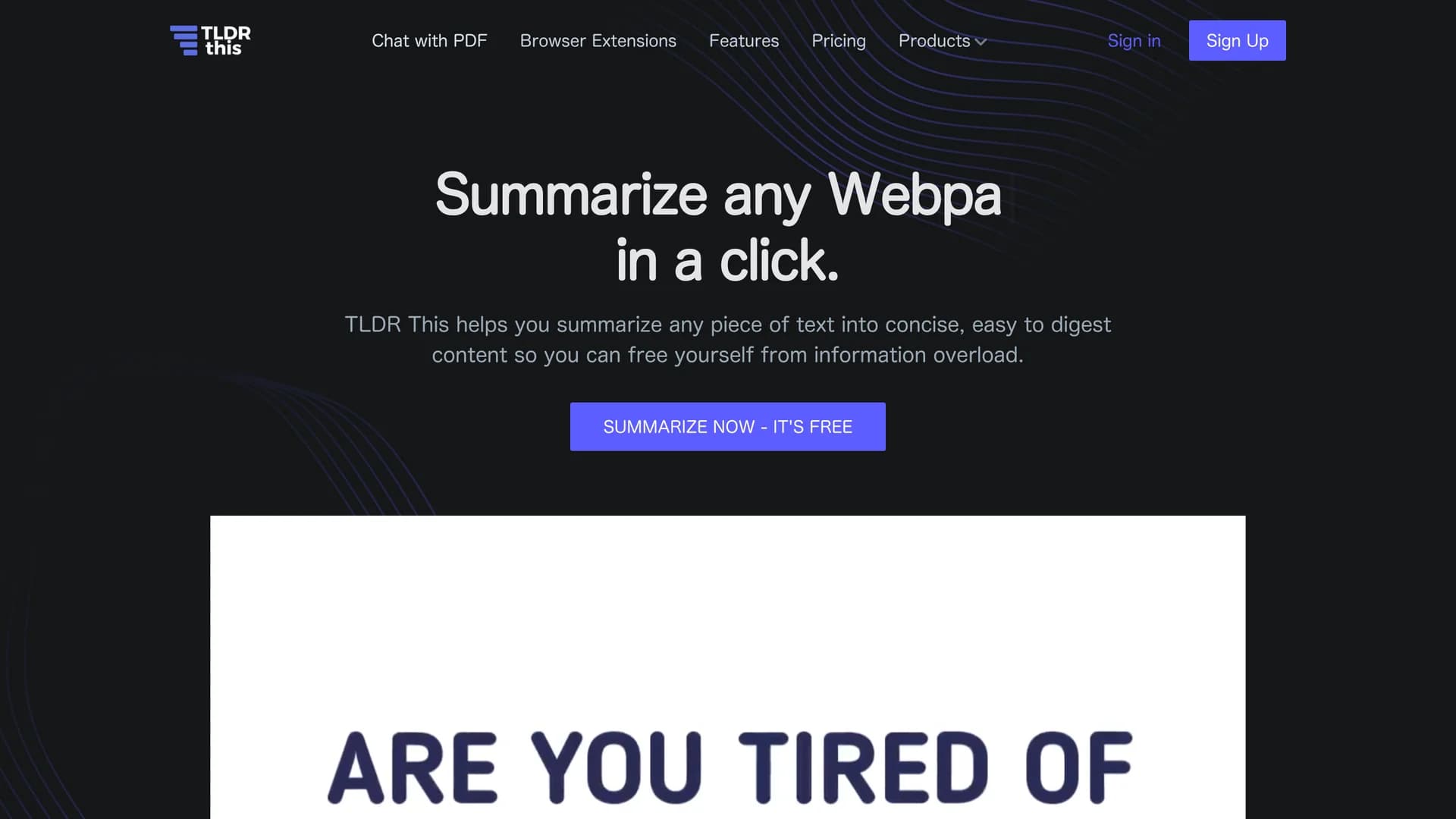 tldr-this homepage