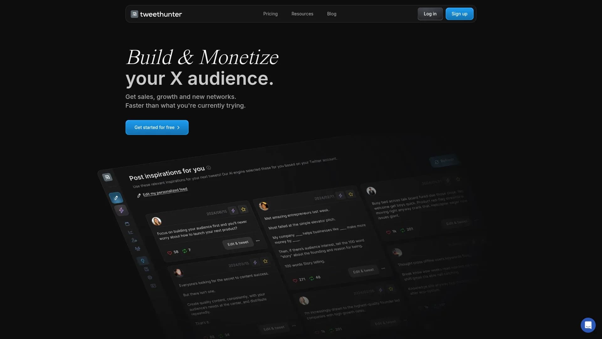 tweet-hunter homepage