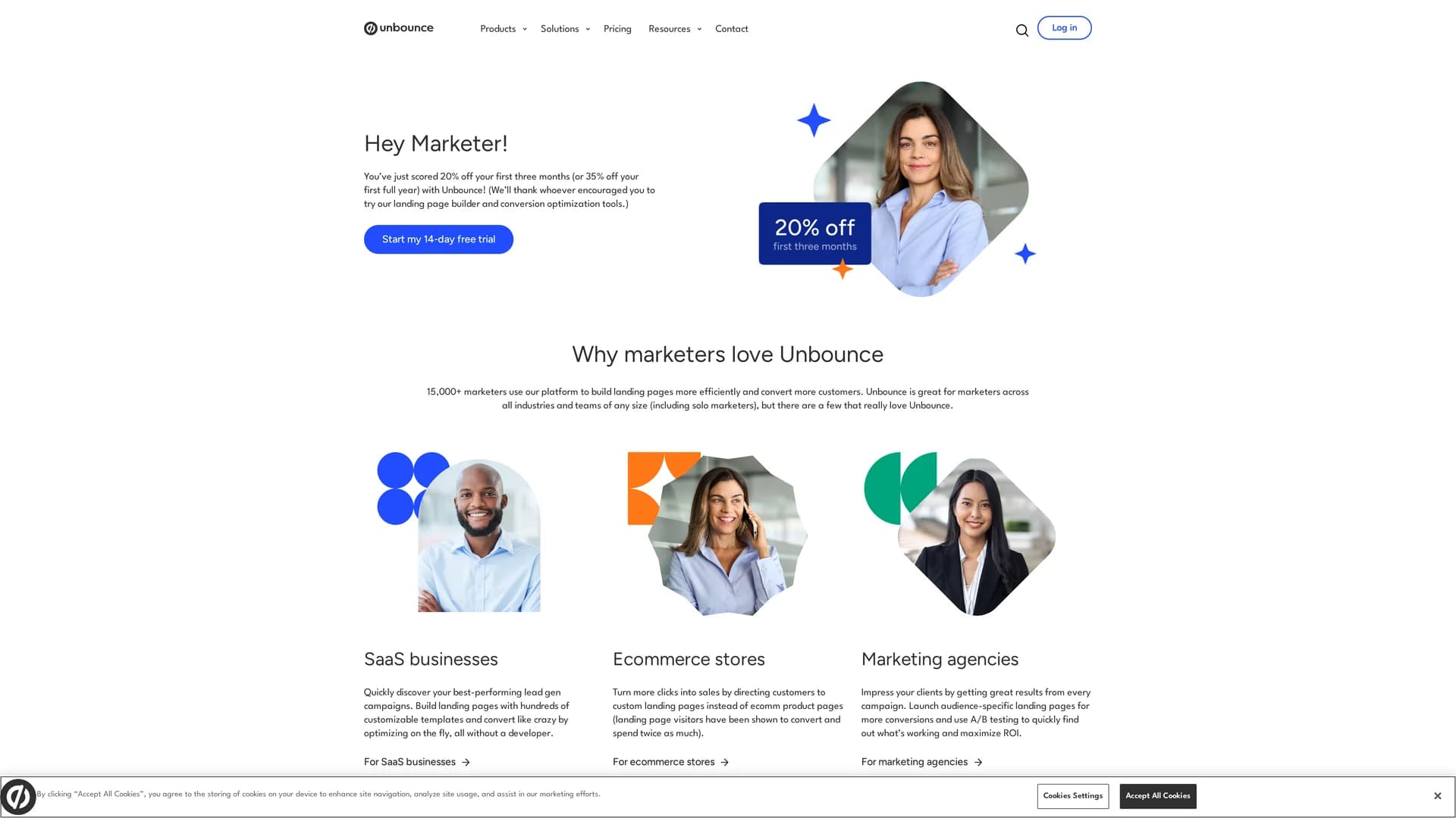 unbounce homepage
