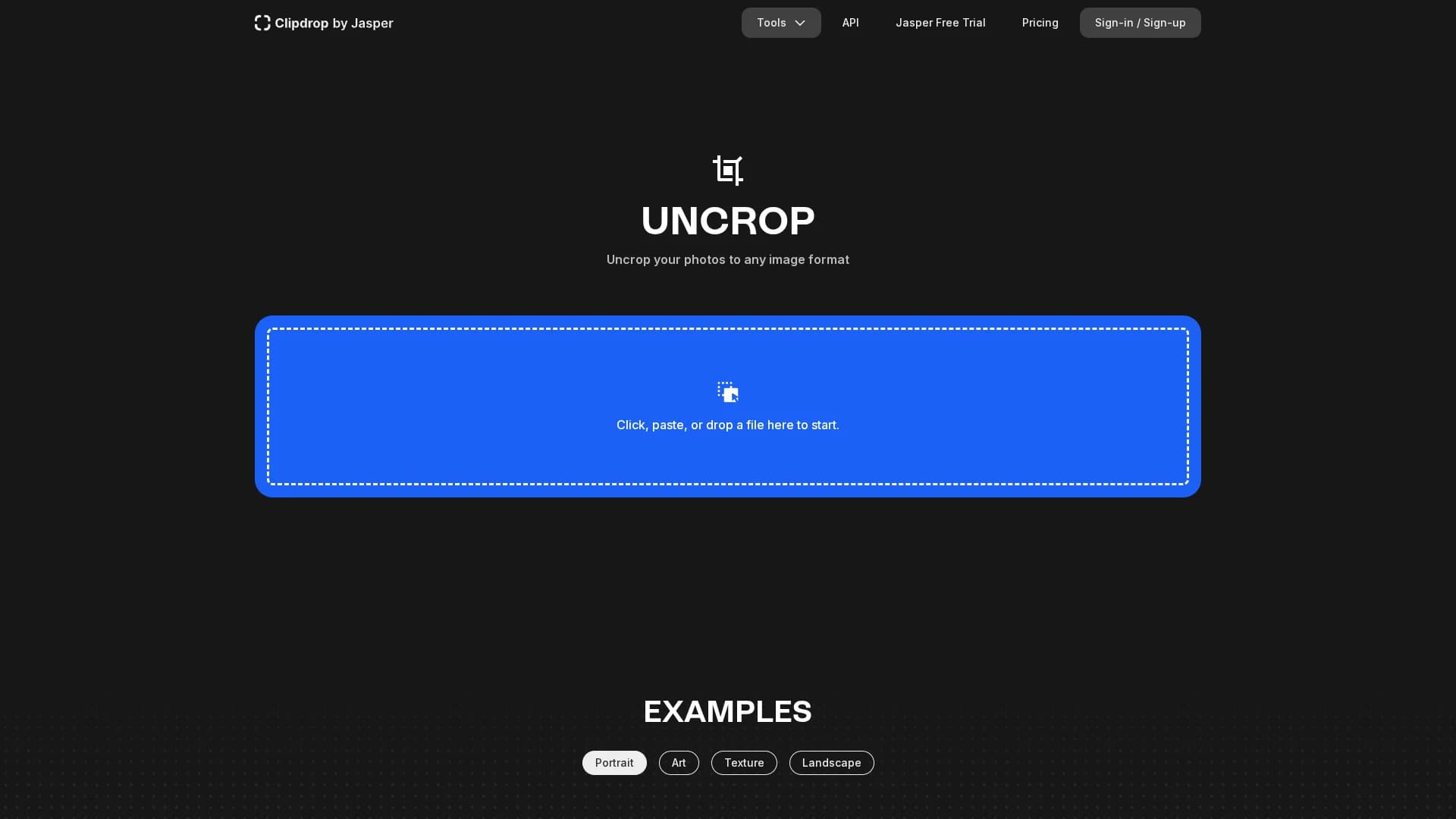 uncrop-by-stability-ai homepage