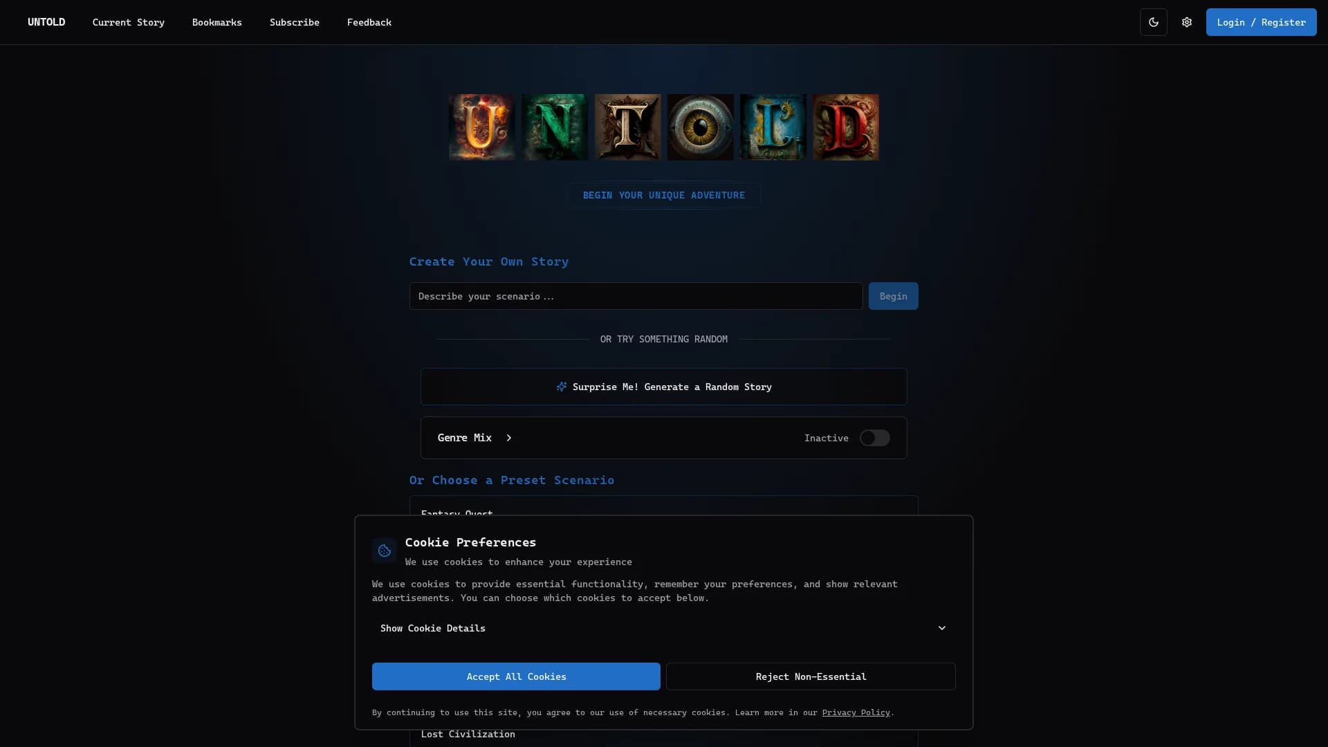 untold homepage