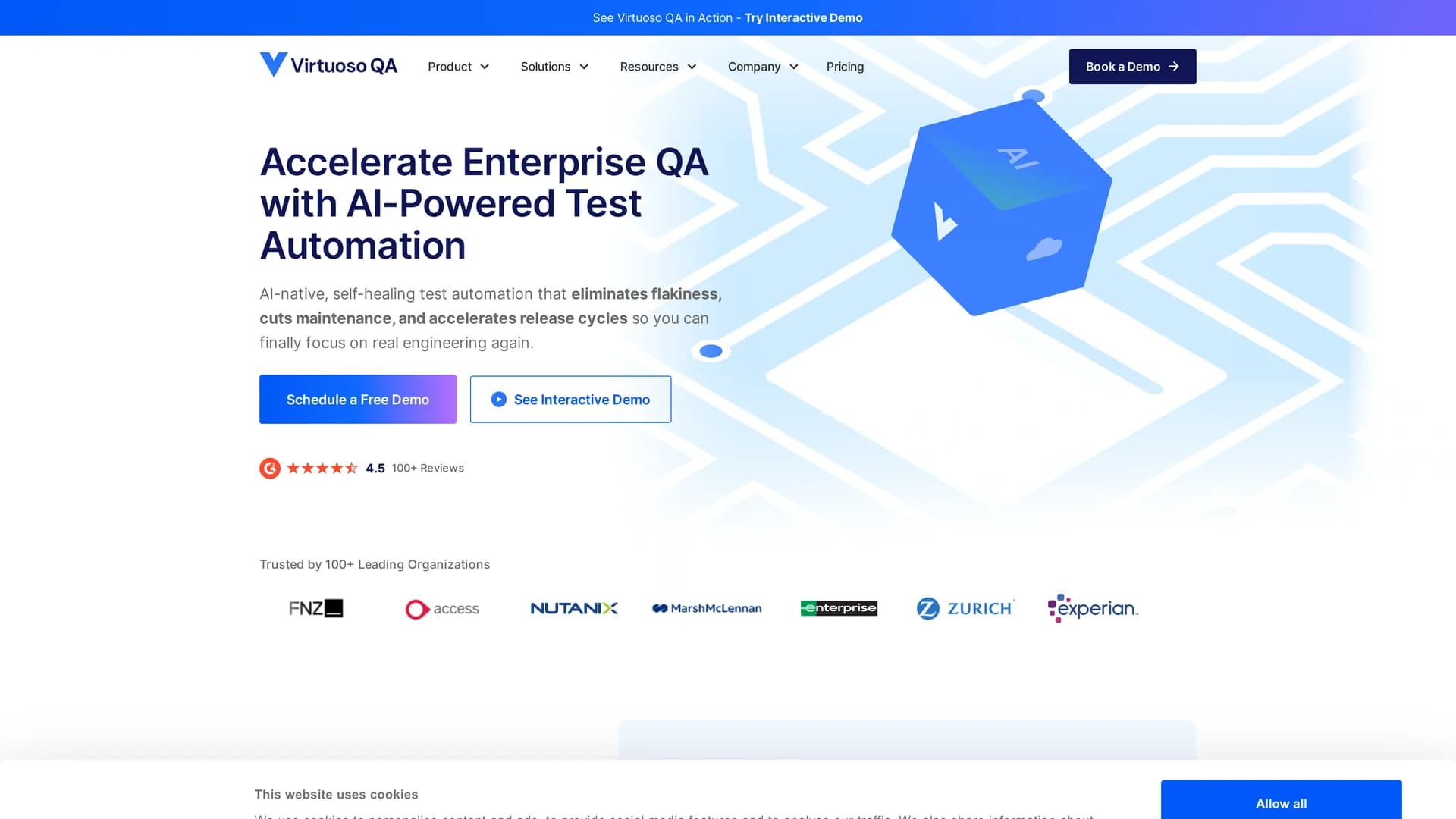 virtuoso-qa homepage