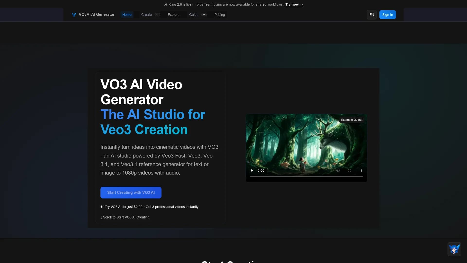 vo3ai-ai-generator homepage