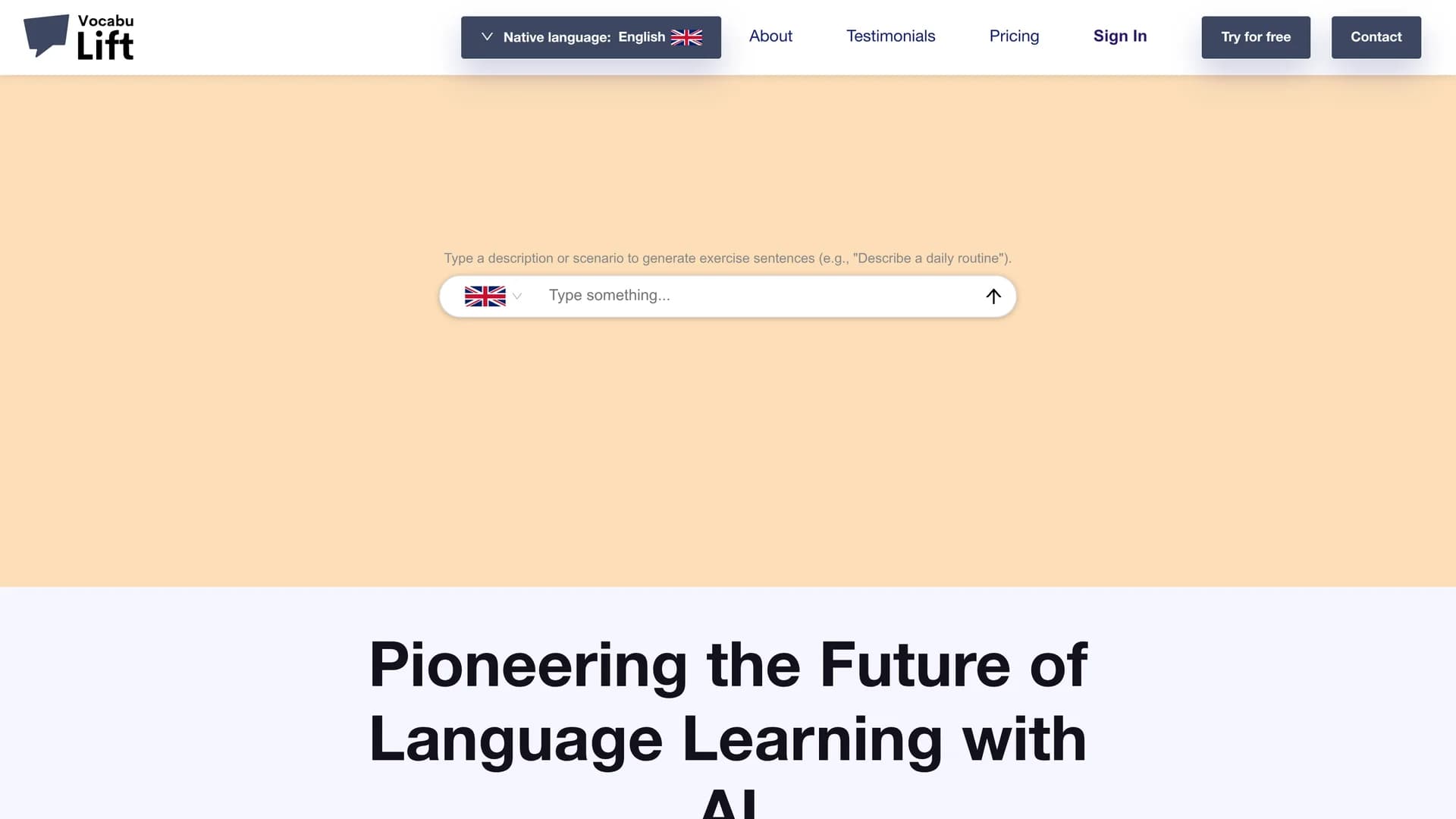 vocabulift homepage
