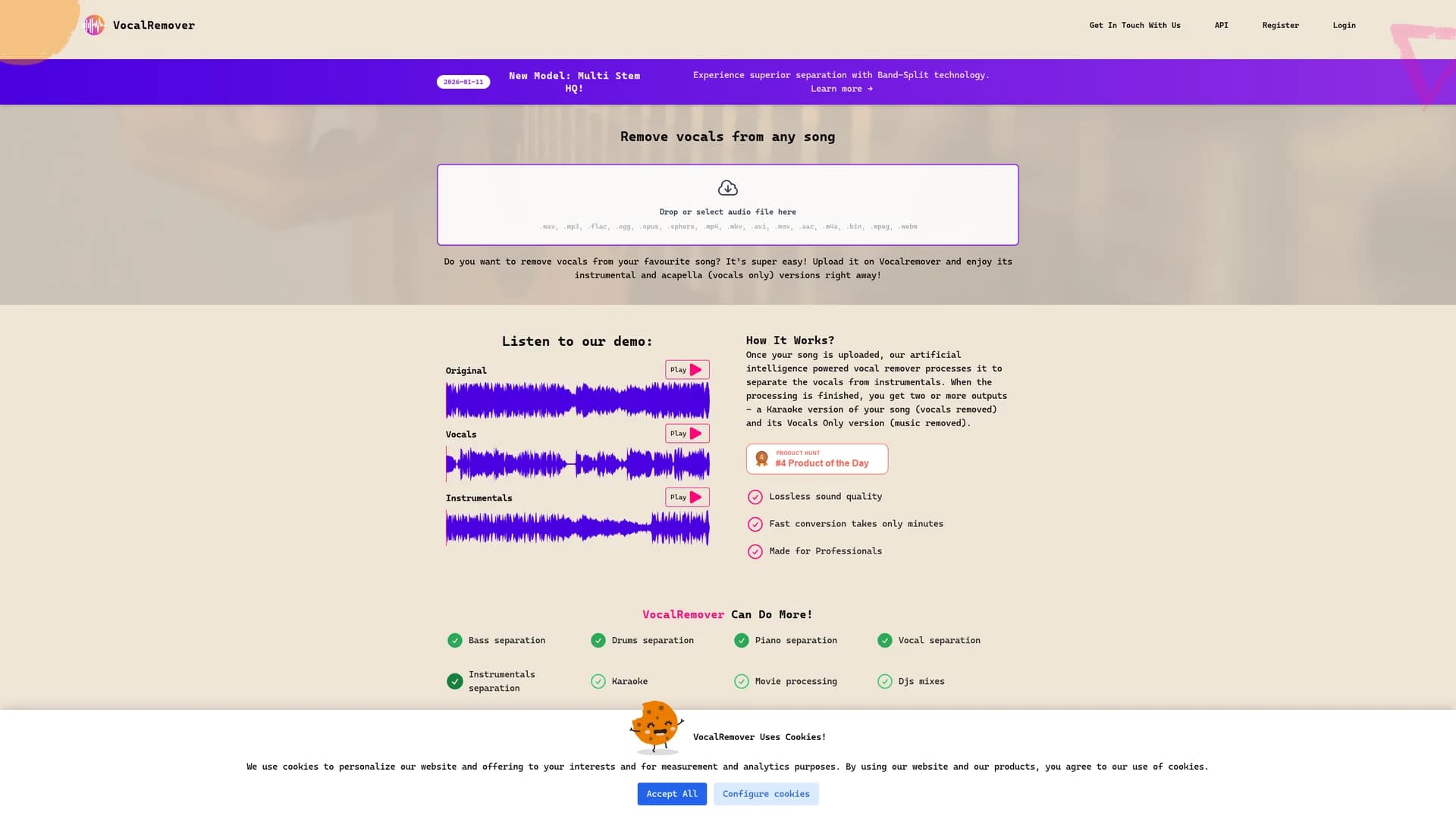 vocalremover homepage