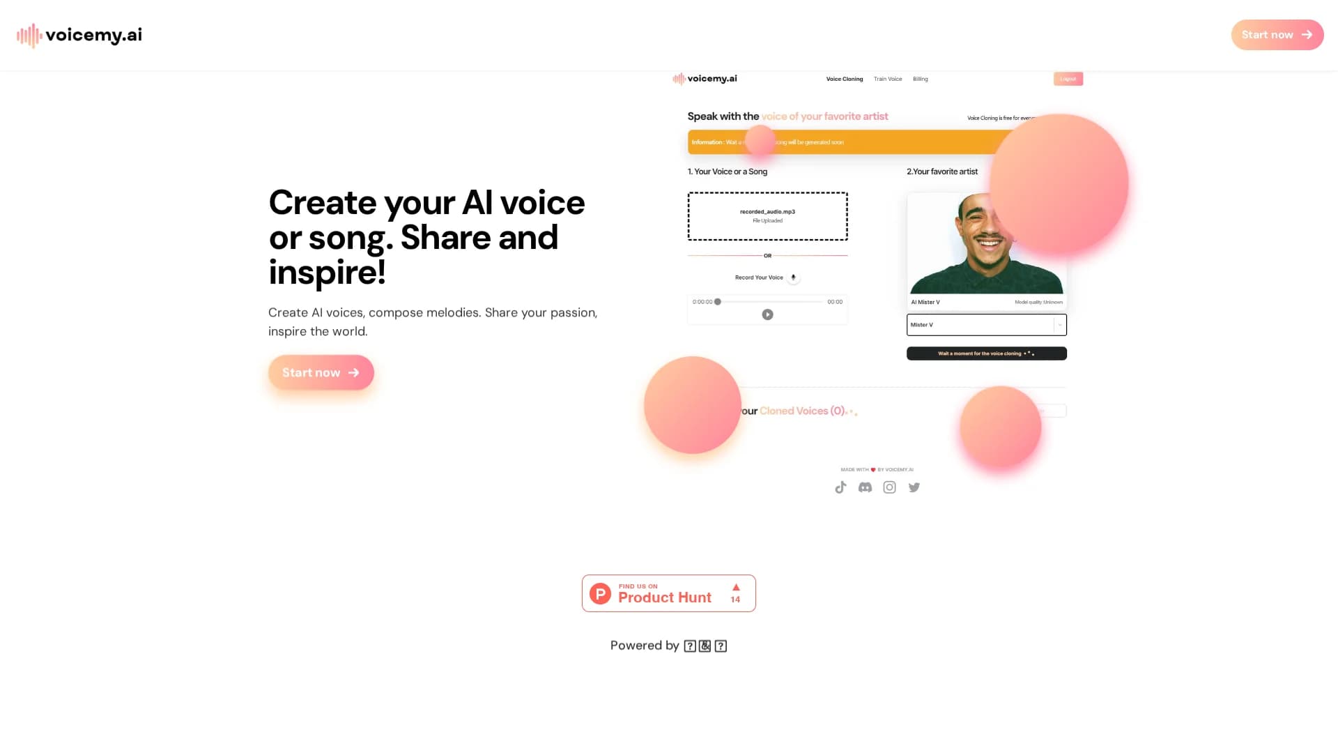 voicemy-ai homepage