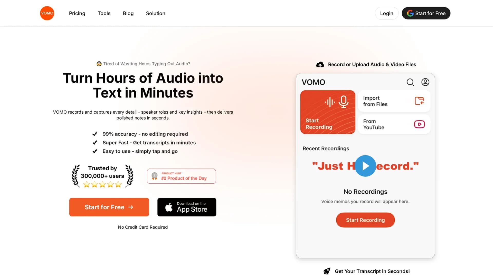 vomo-ai homepage