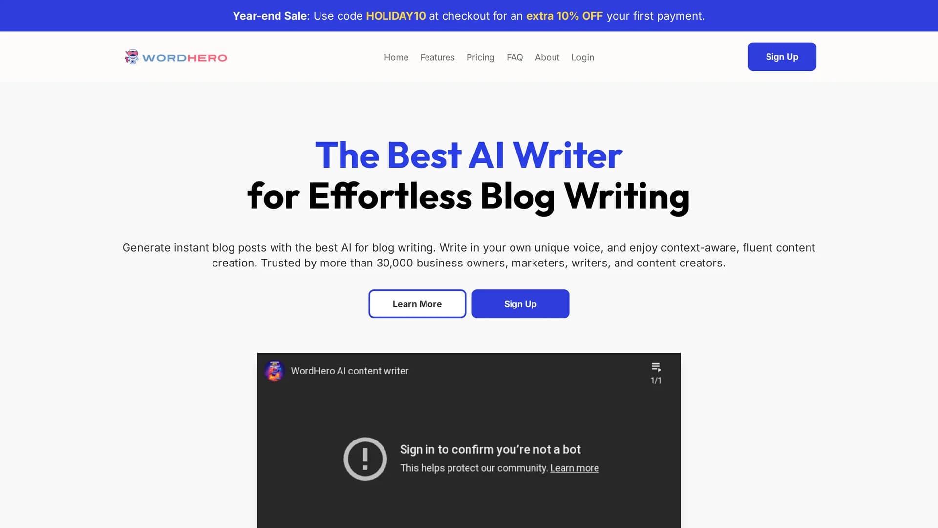 wordhero homepage