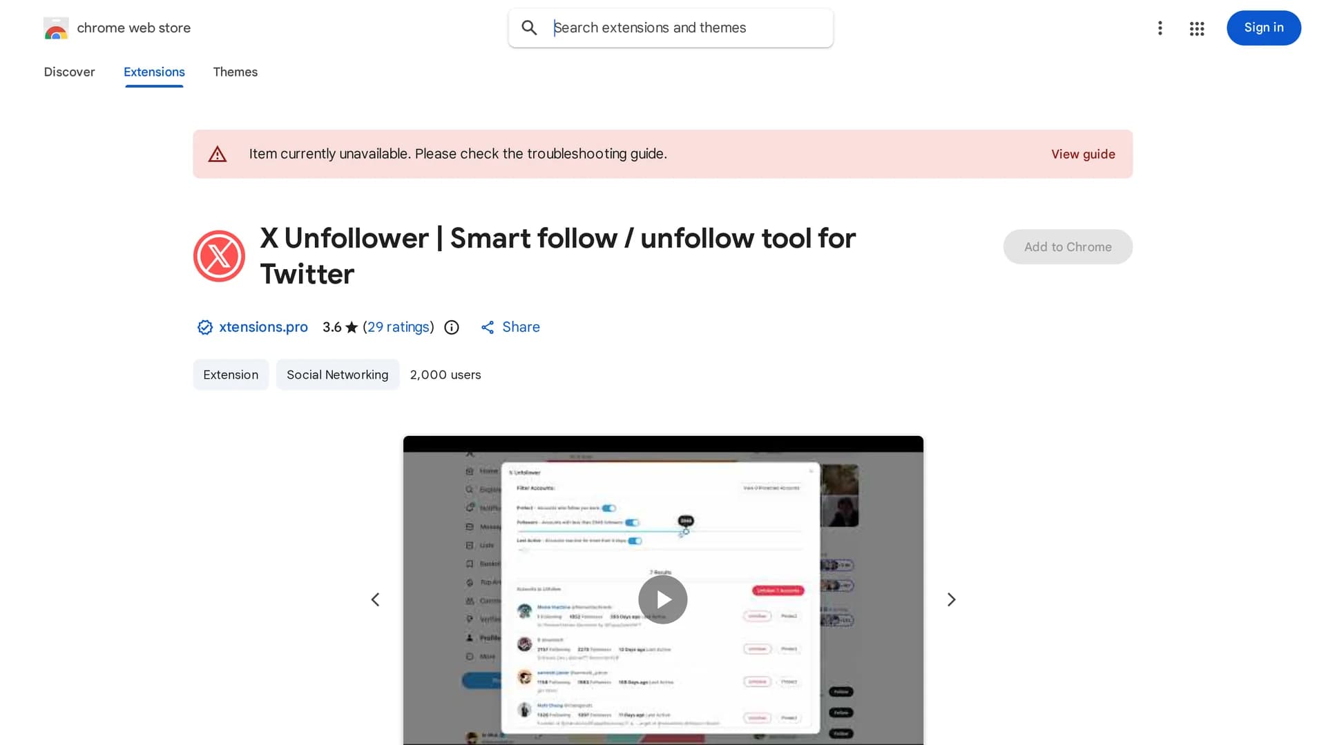 x-unfollower homepage