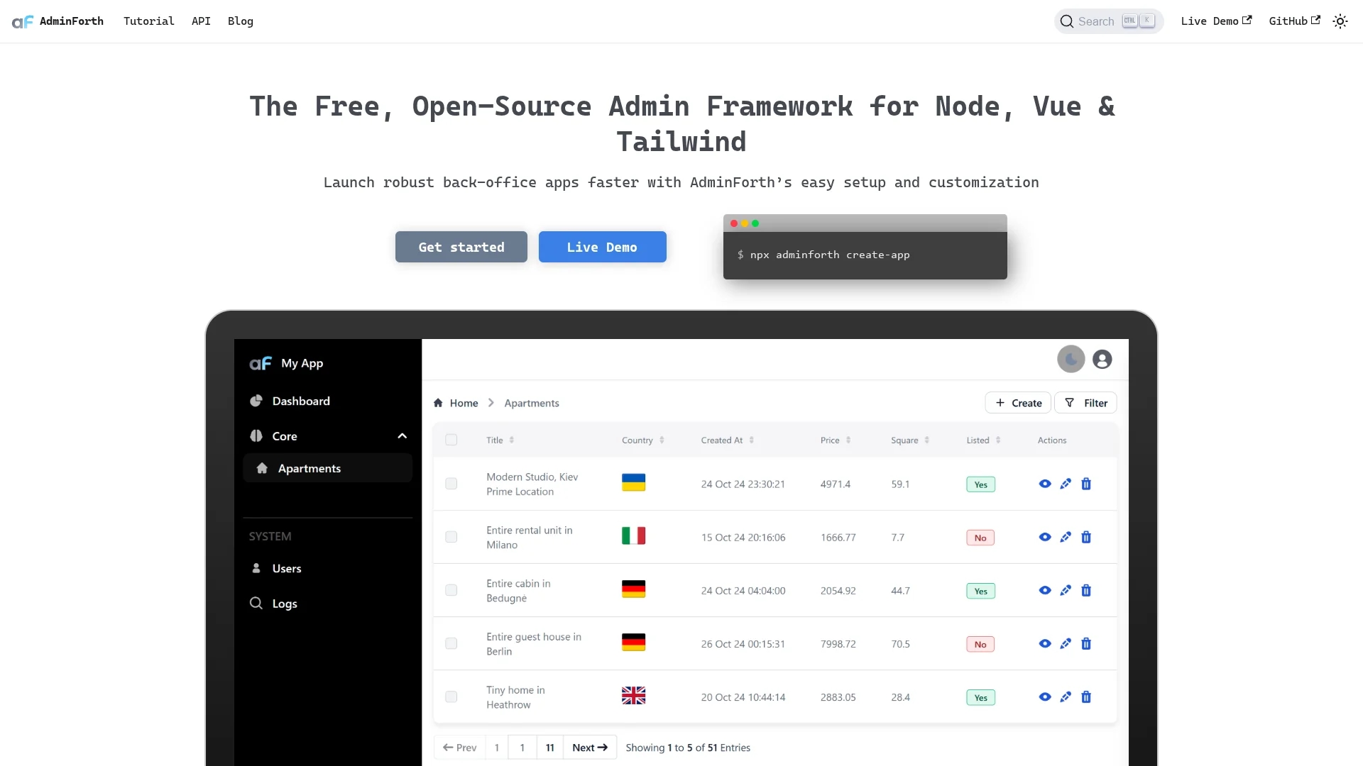 adminforth homepage