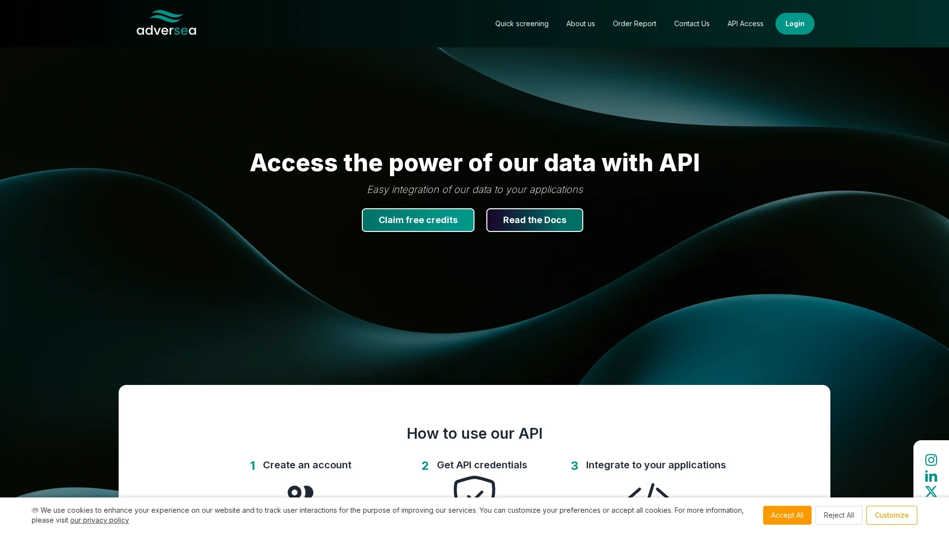 adversea-com homepage
