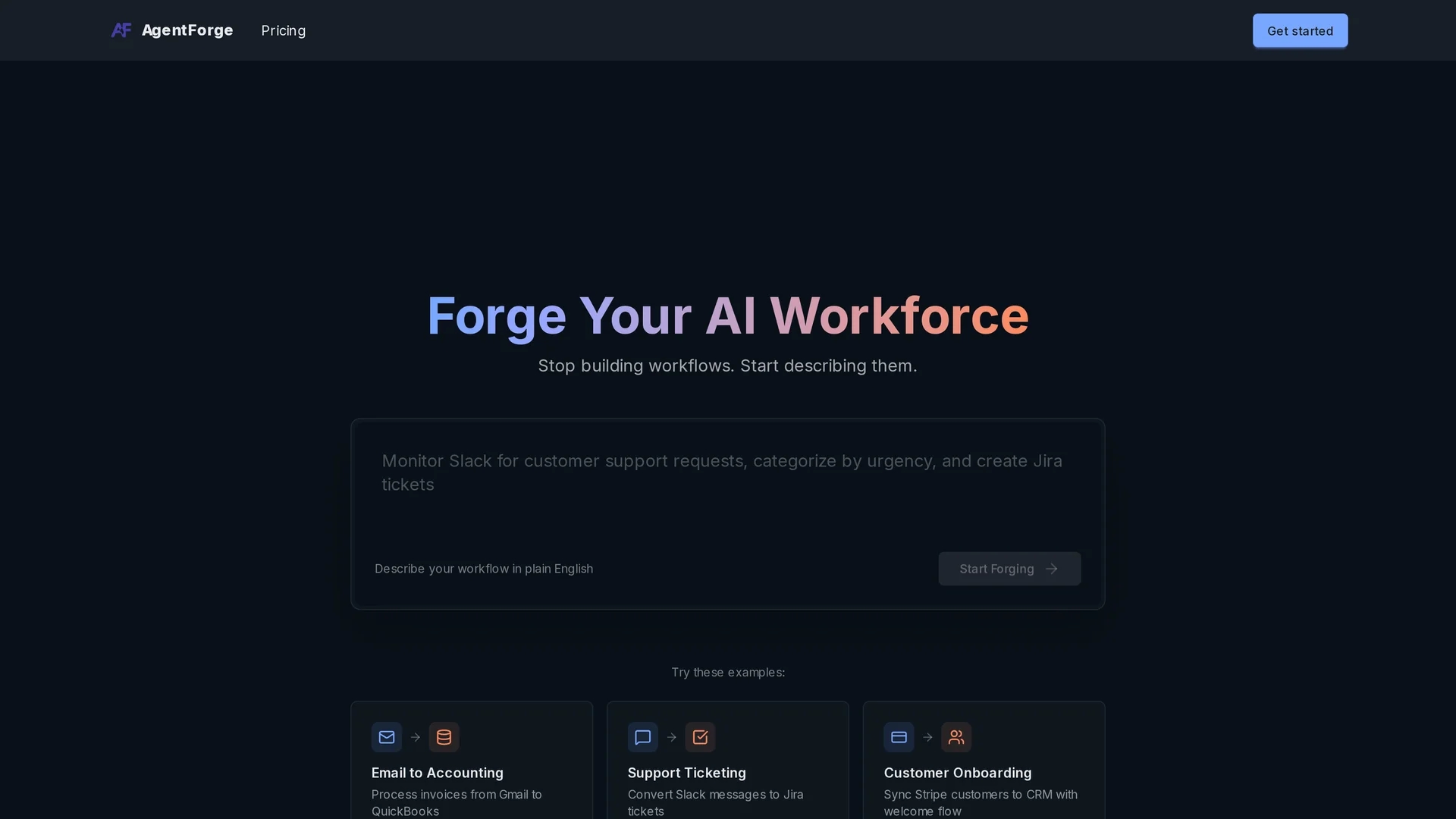 agentforge homepage