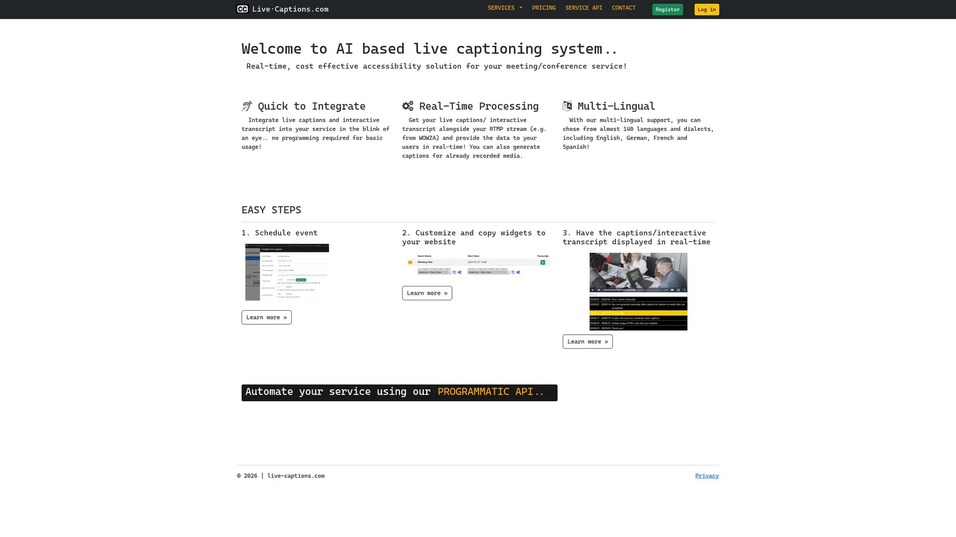 ai-based-live-captioning-system homepage