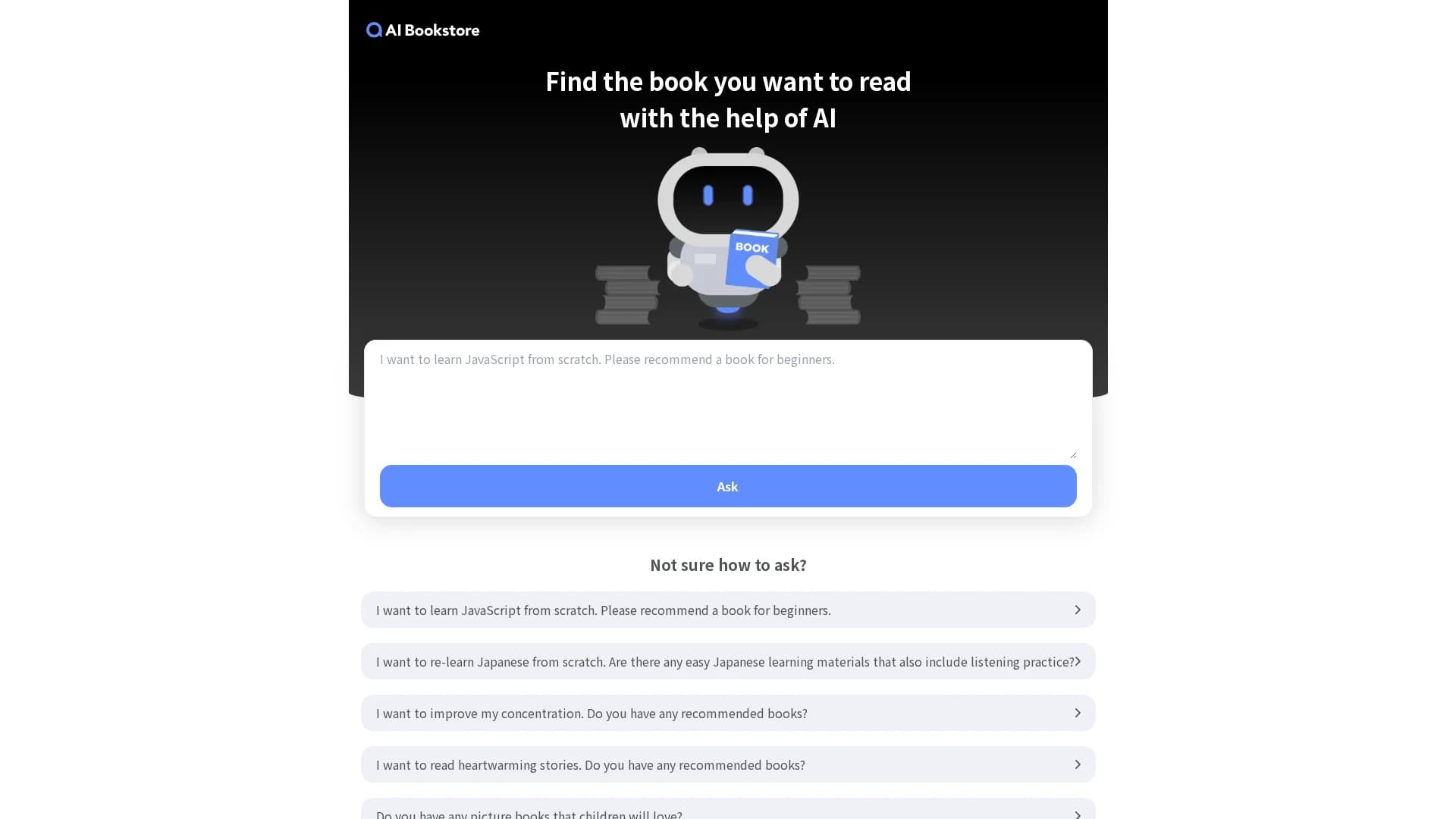 ai-bookstore homepage