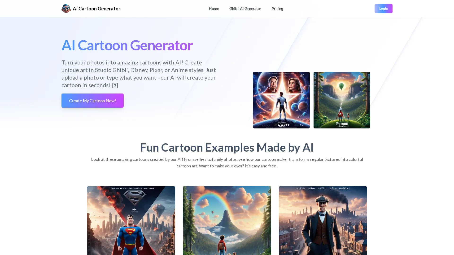 ai-cartoon-generator homepage