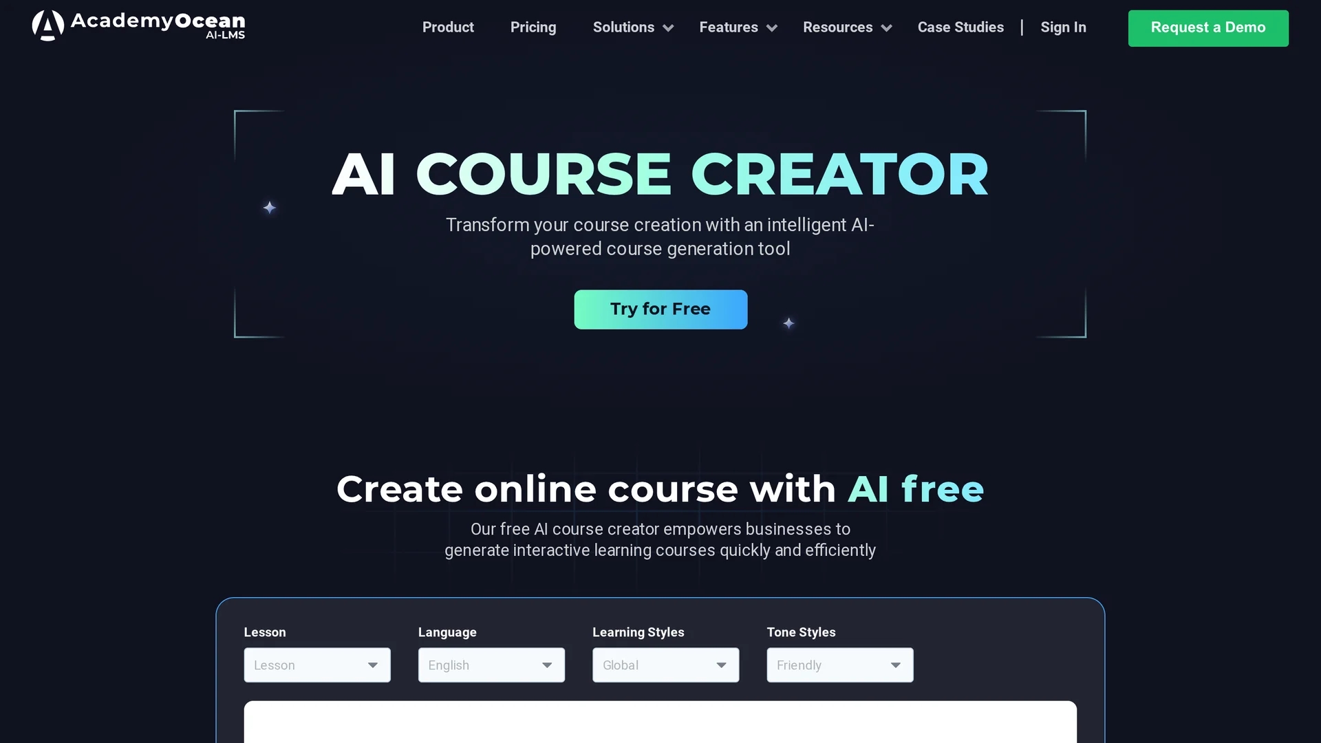 ai-course-creator-academyocean homepage