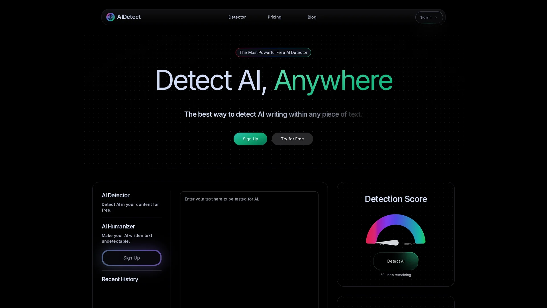 ai-detect homepage