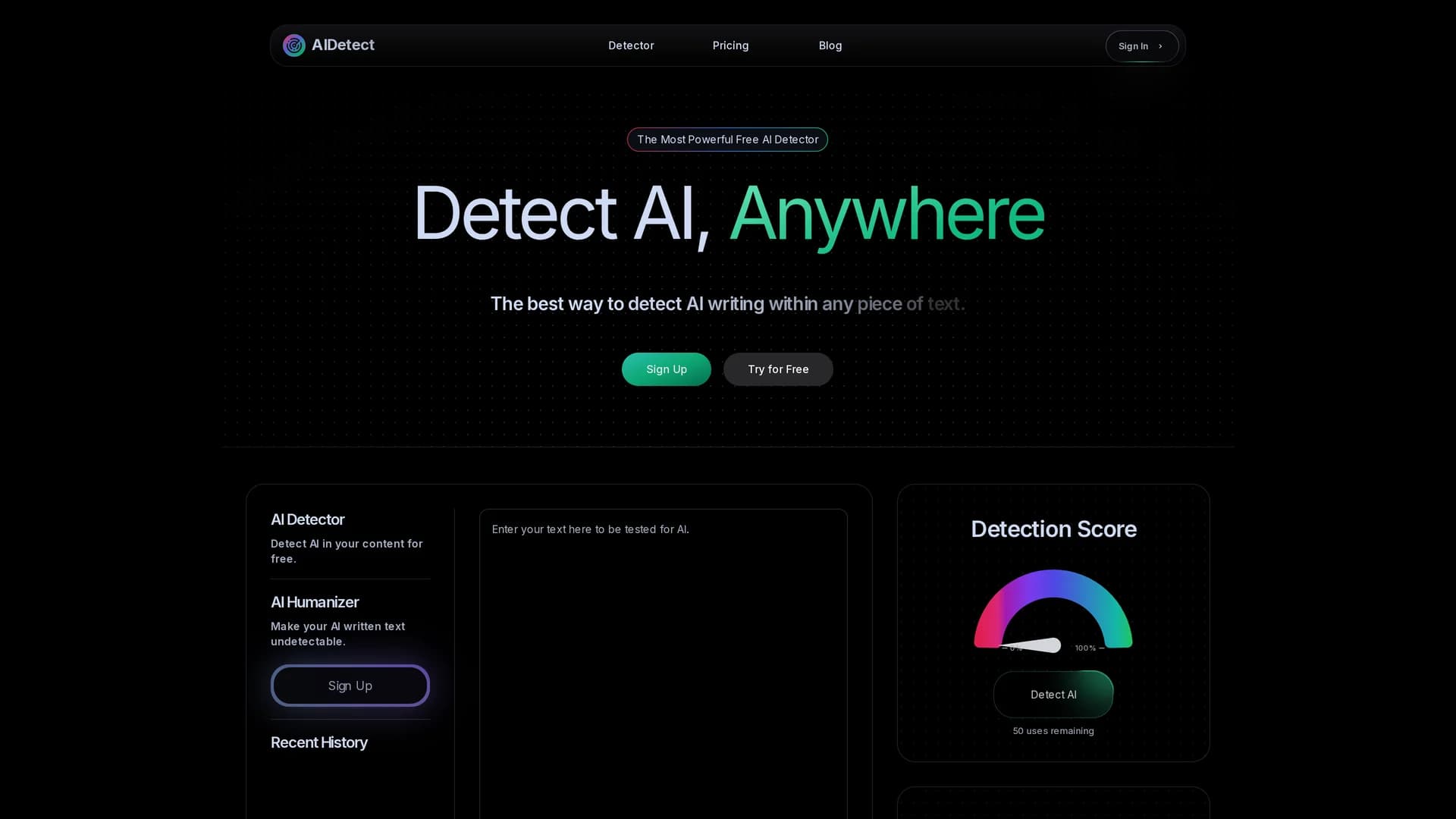 ai-detect homepage