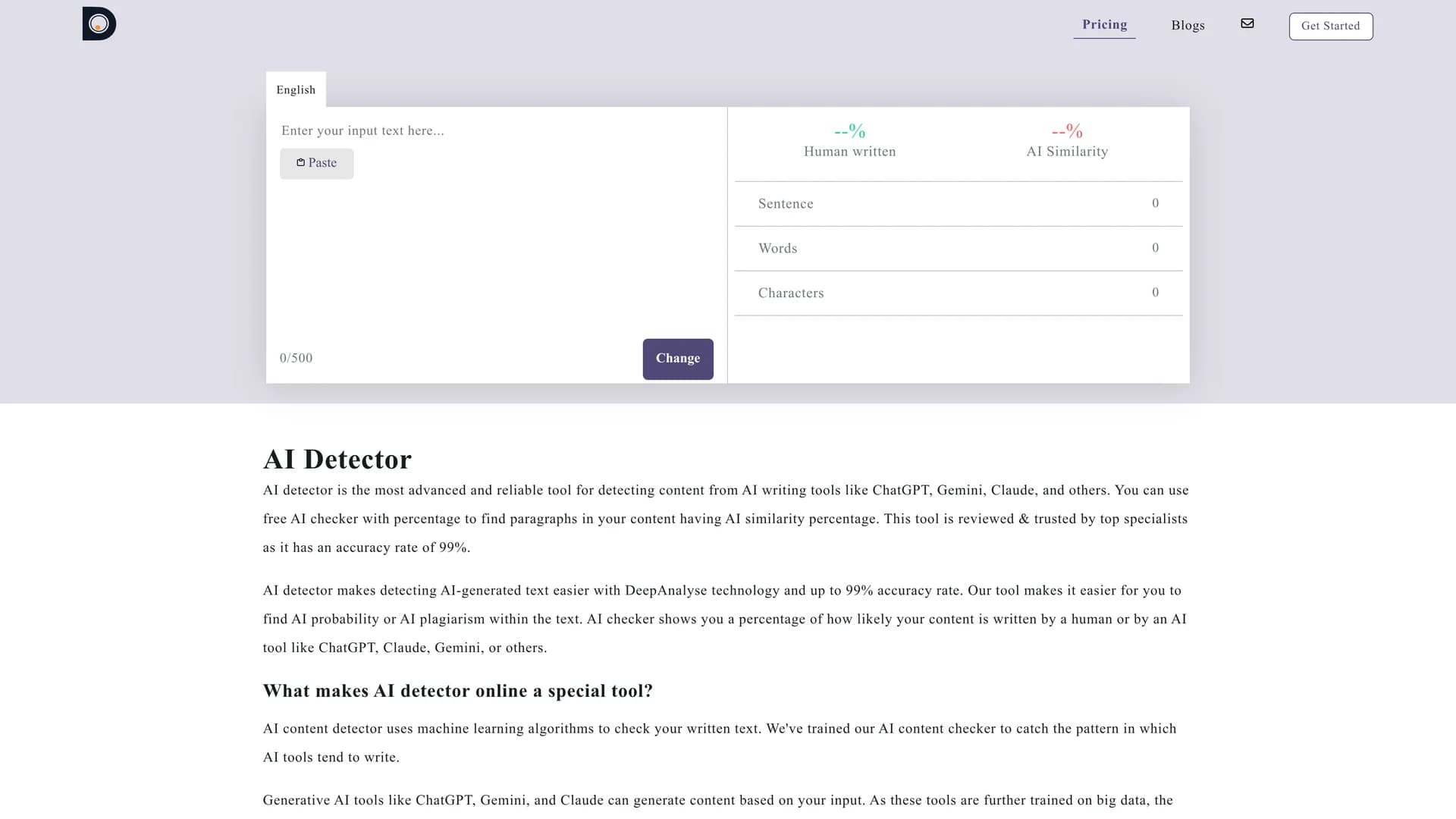 ai-detector homepage