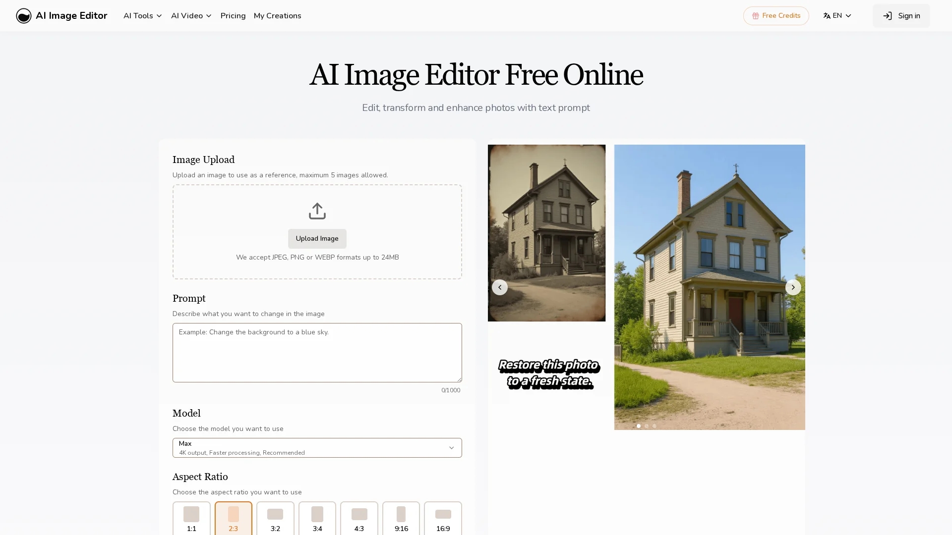 ai-image-editor homepage