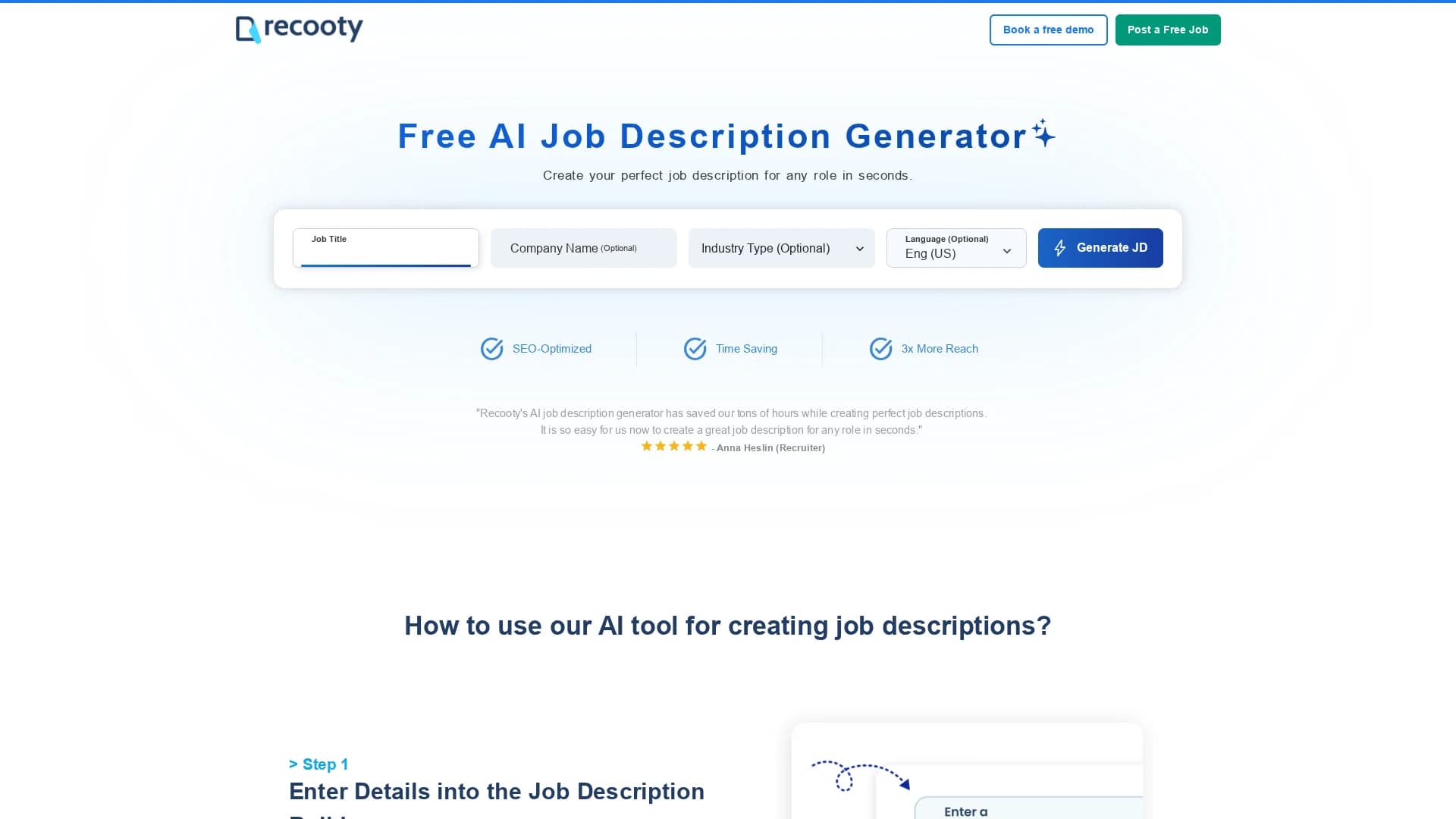 ai-job-description-generator homepage