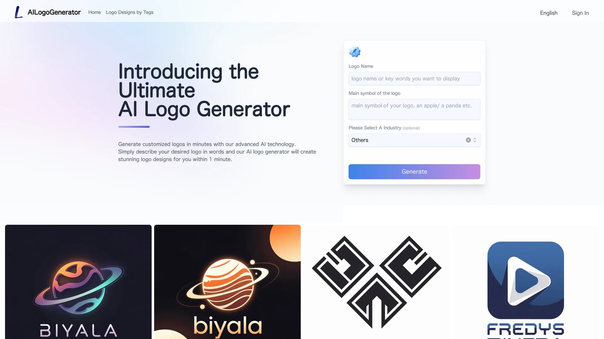 ai-logo-generator homepage