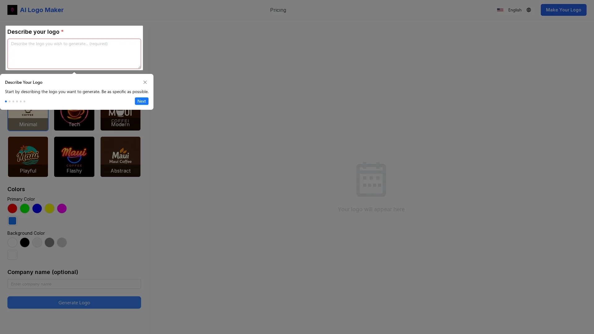 ai-logo-maker homepage