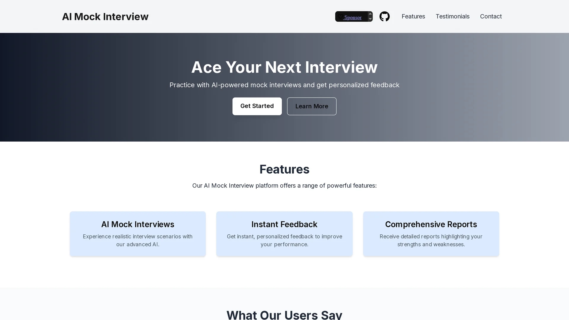 ai-mock-interview homepage