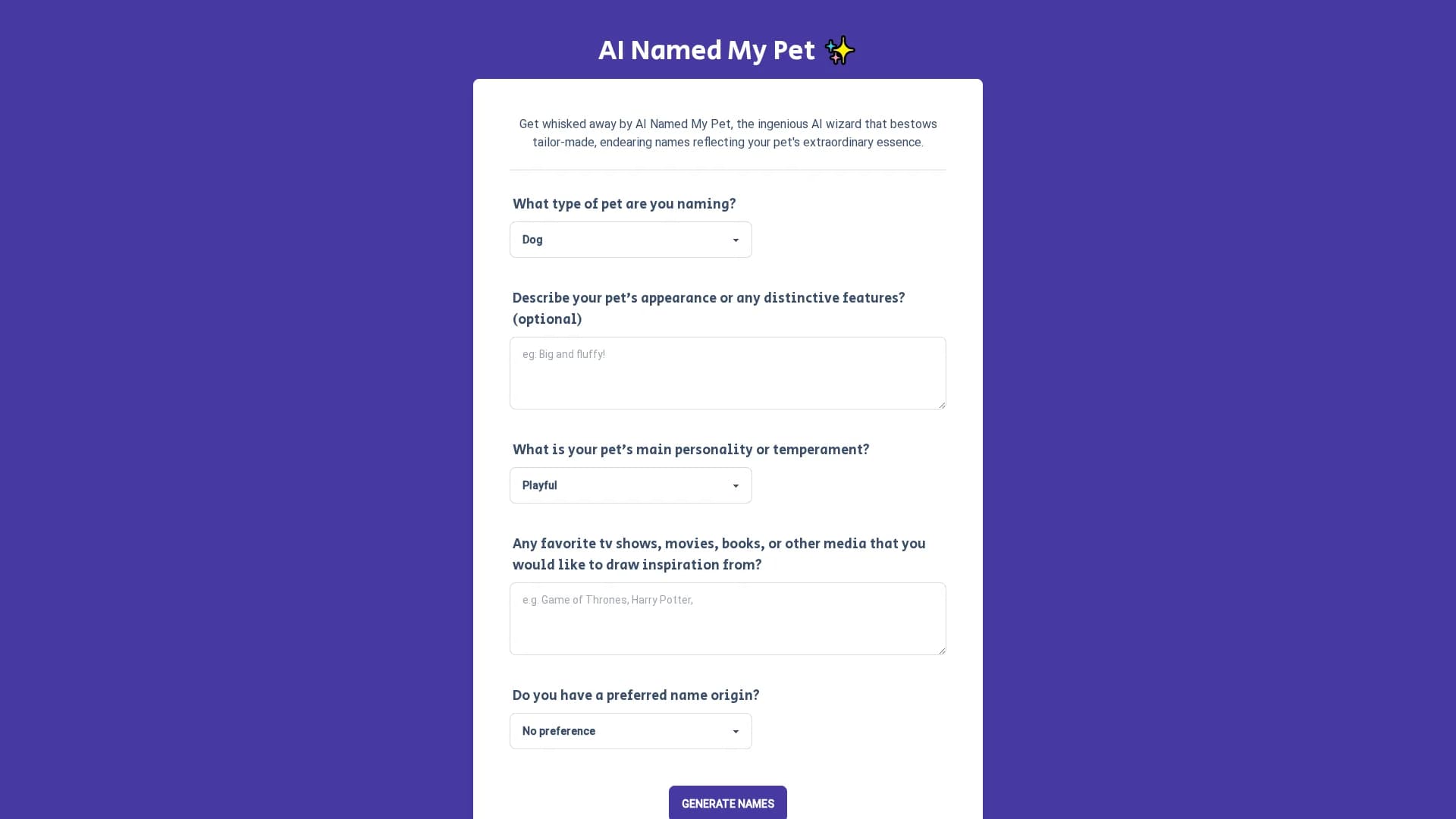 ai-named-my-pet homepage