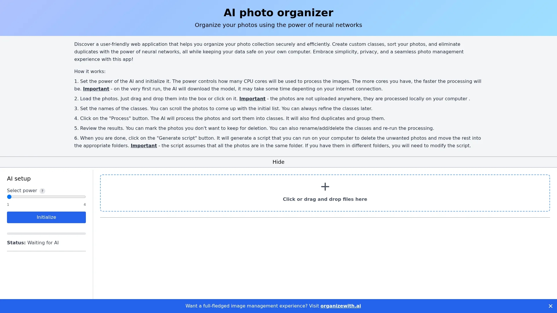 ai-photo-sorter homepage
