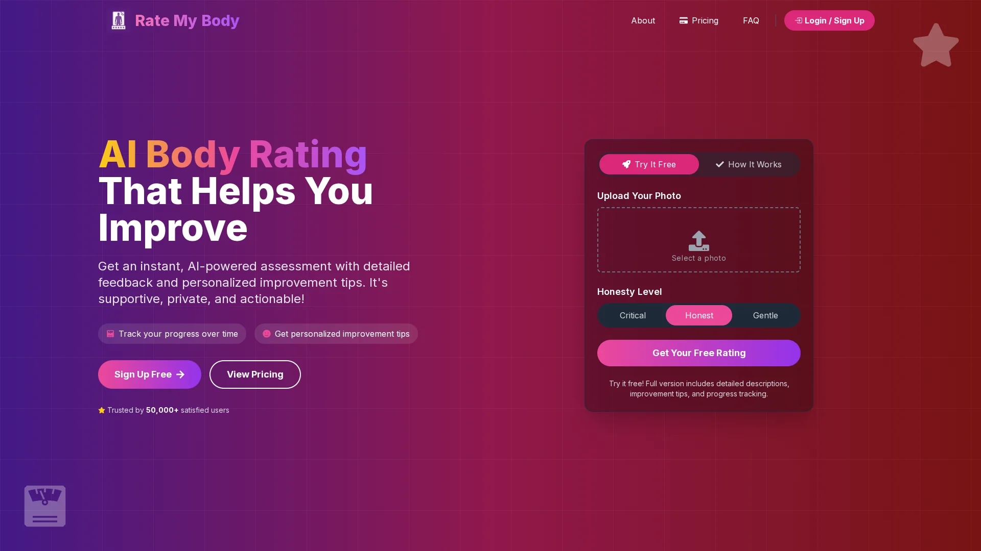 ai-rate-my-body homepage
