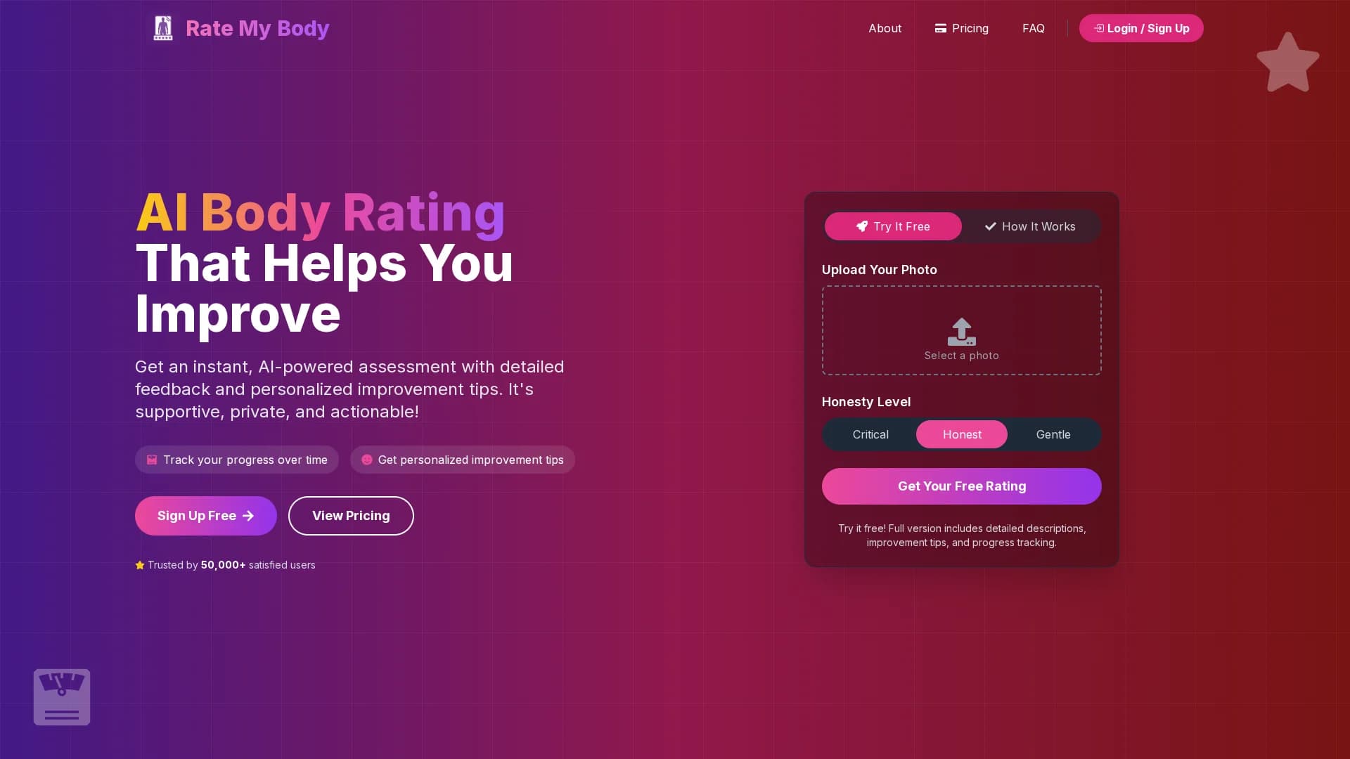 ai-rate-my-body homepage