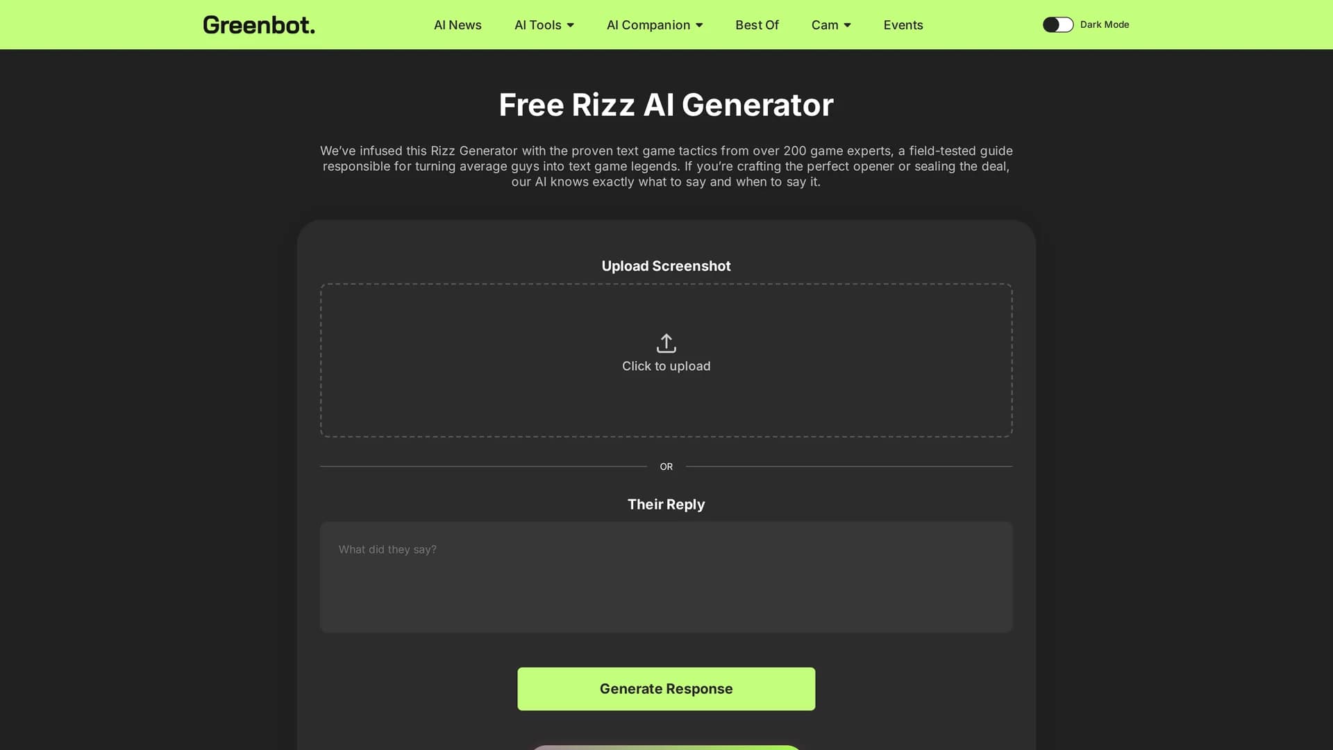 ai-rizz-generator homepage