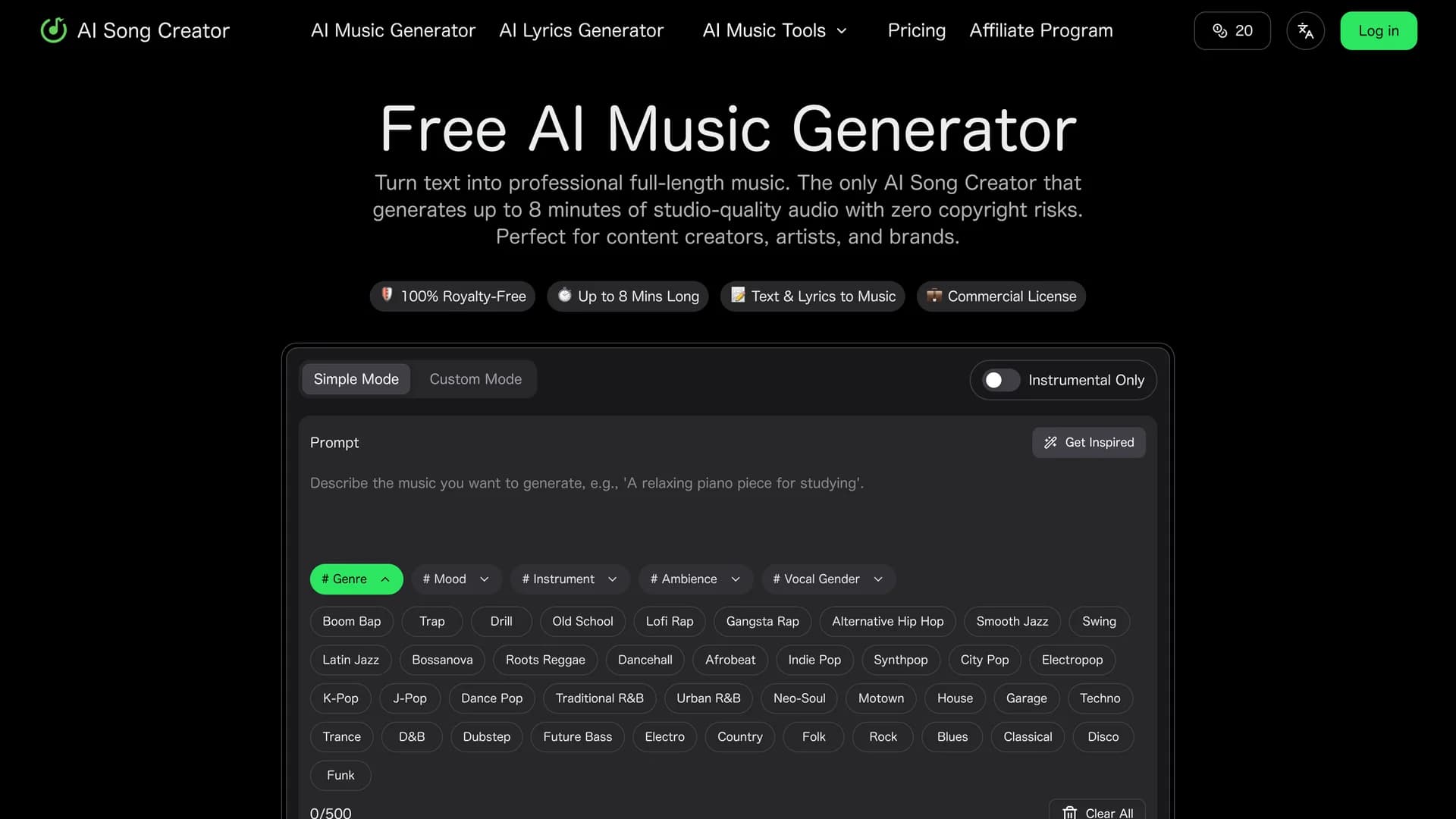 ai-song-creator-app homepage