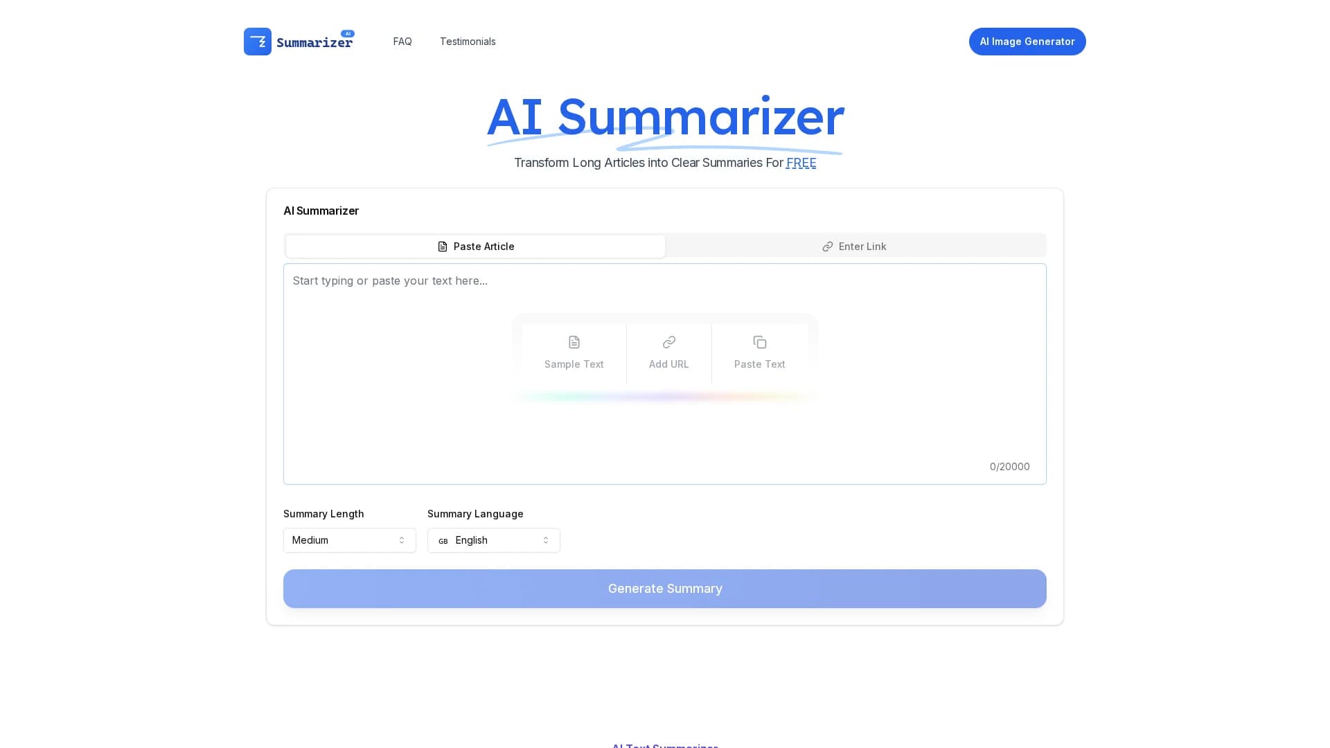 ai-summarizer-best homepage
