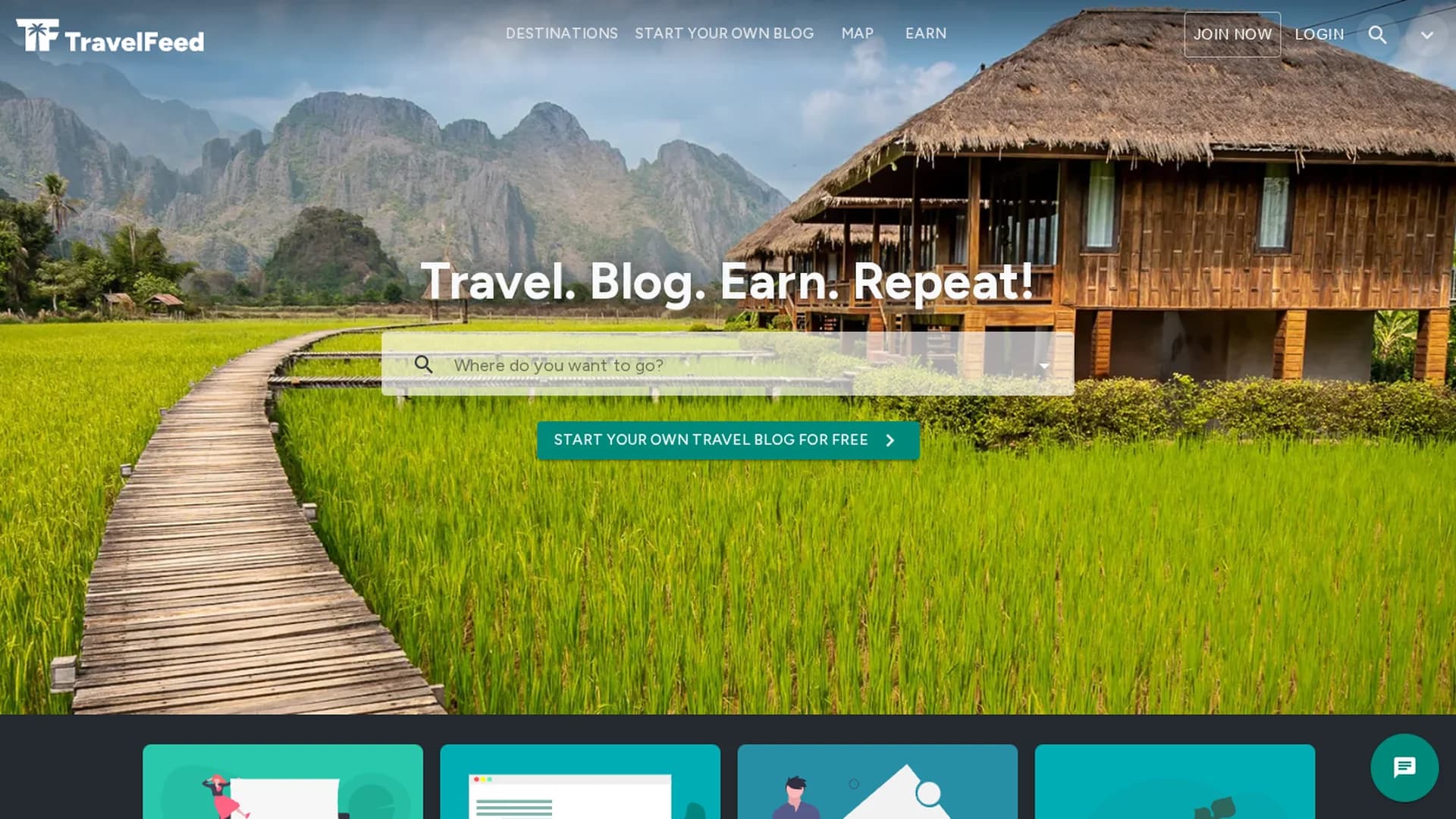ai-supported-travel-blog-platform homepage