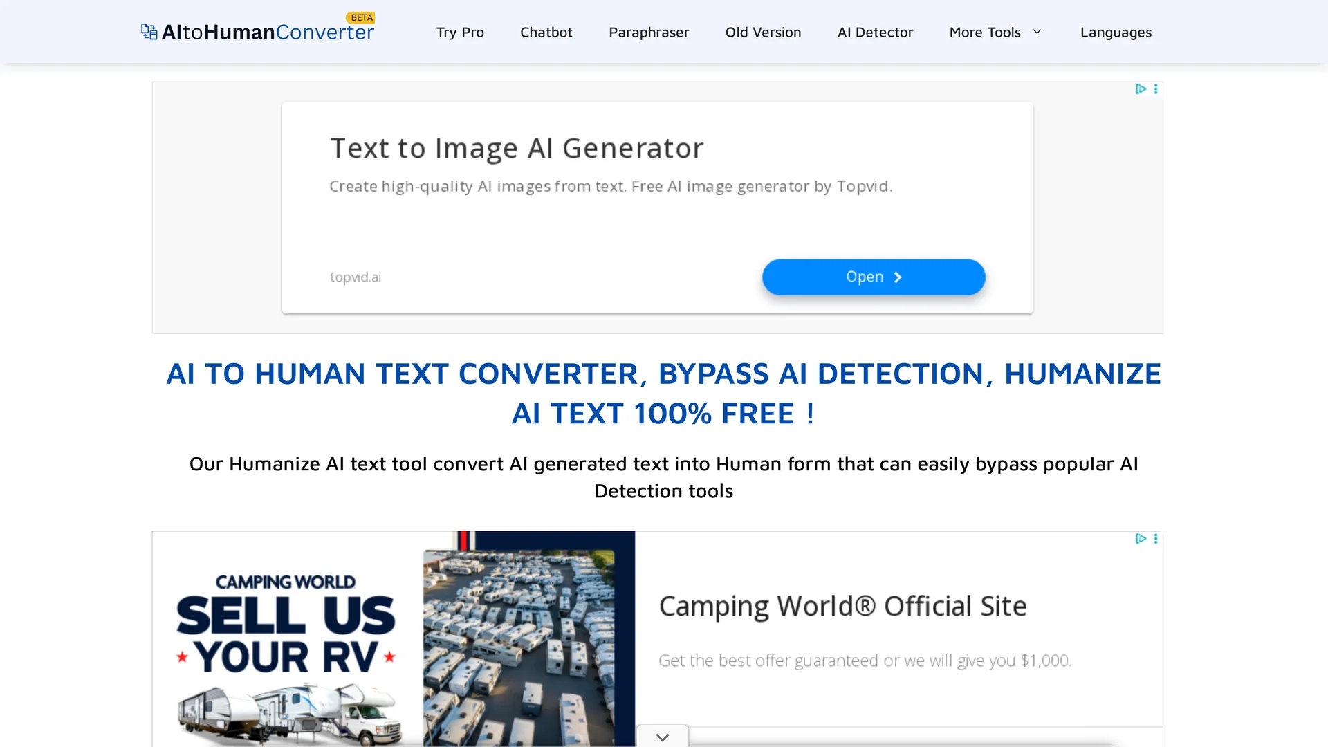 ai-to-human-converter homepage