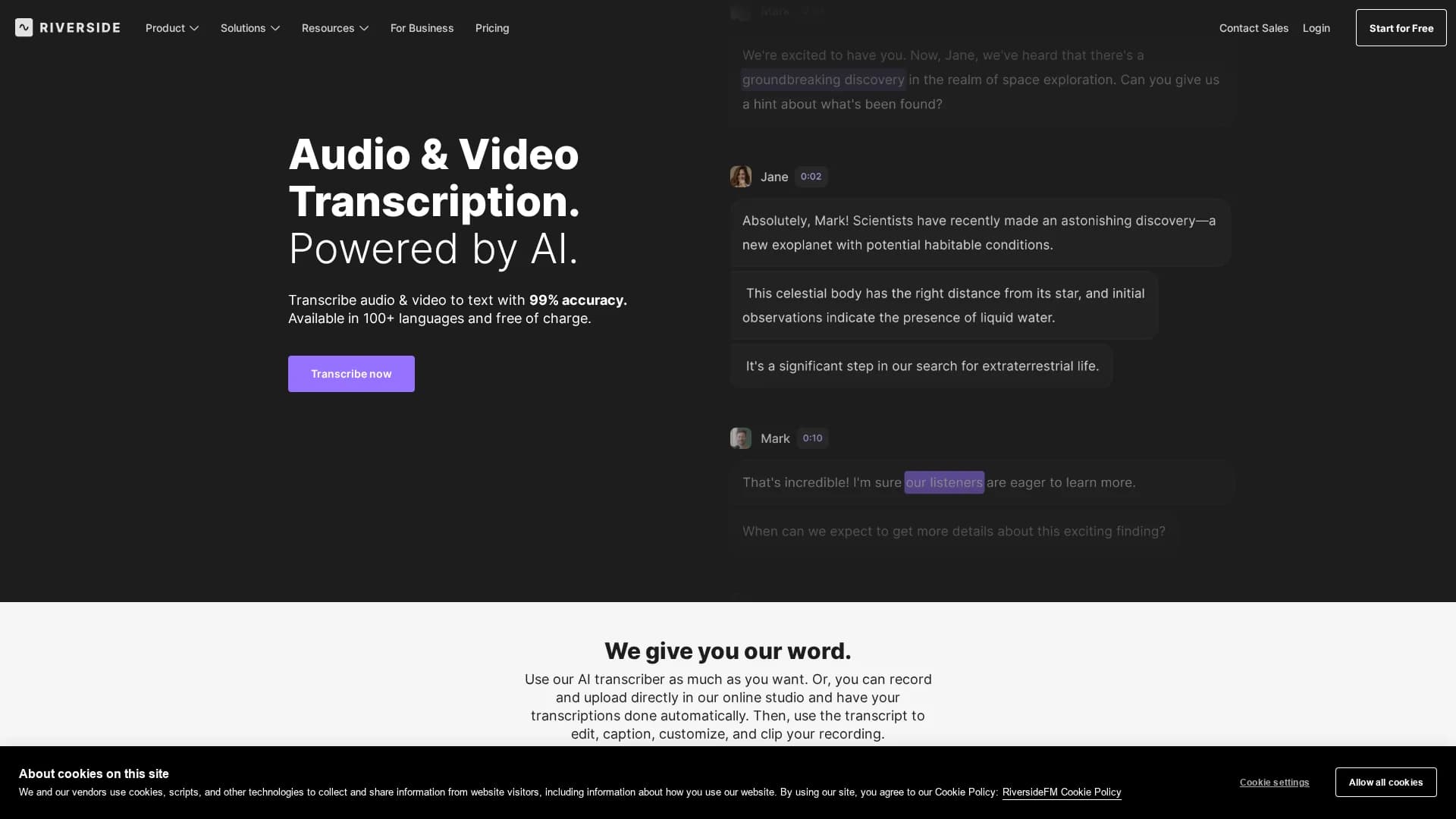 ai-transcriptions-by-riverside homepage