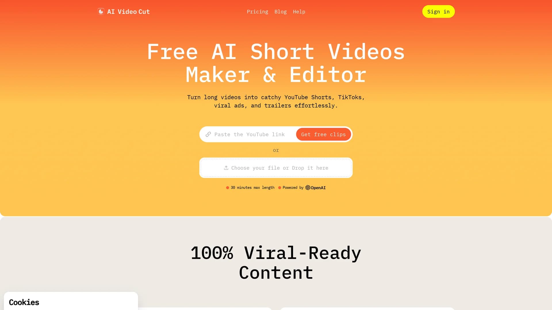 ai-video-cut homepage