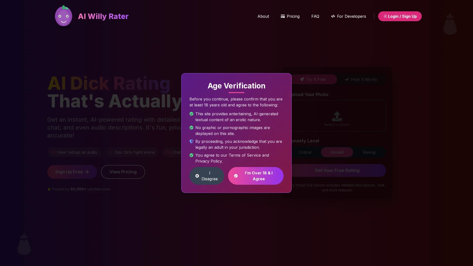 ai-willy-rater homepage