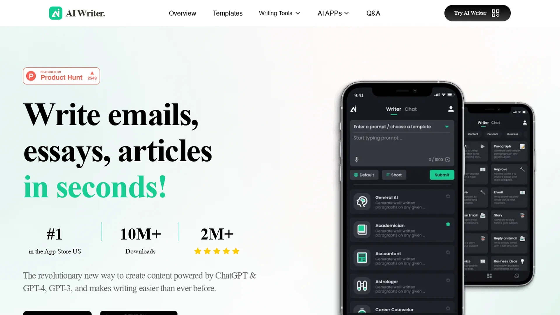 ai-writer-essay-email-writing-app homepage